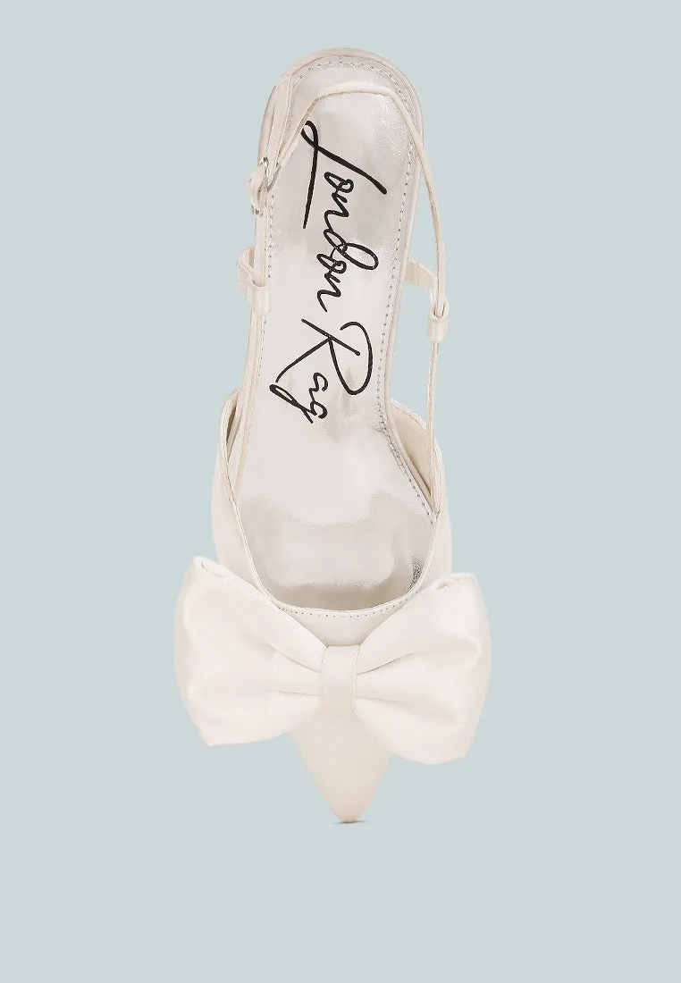 Satin Bow Slingback Sandals by RUW