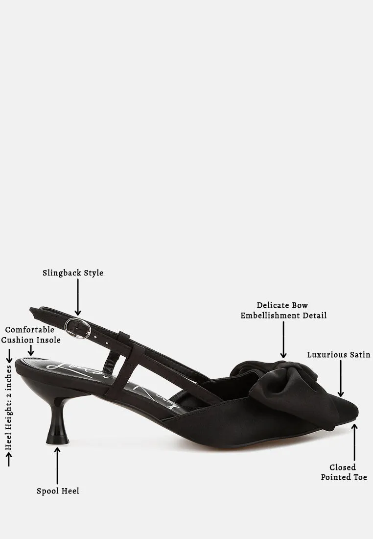 Satin Bow Slingback Sandals by RUW