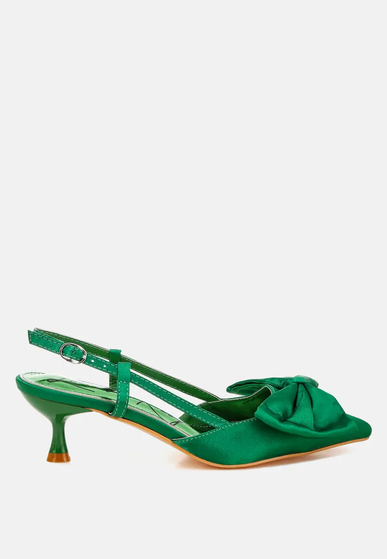 Satin Bow Slingback Sandals by RUW