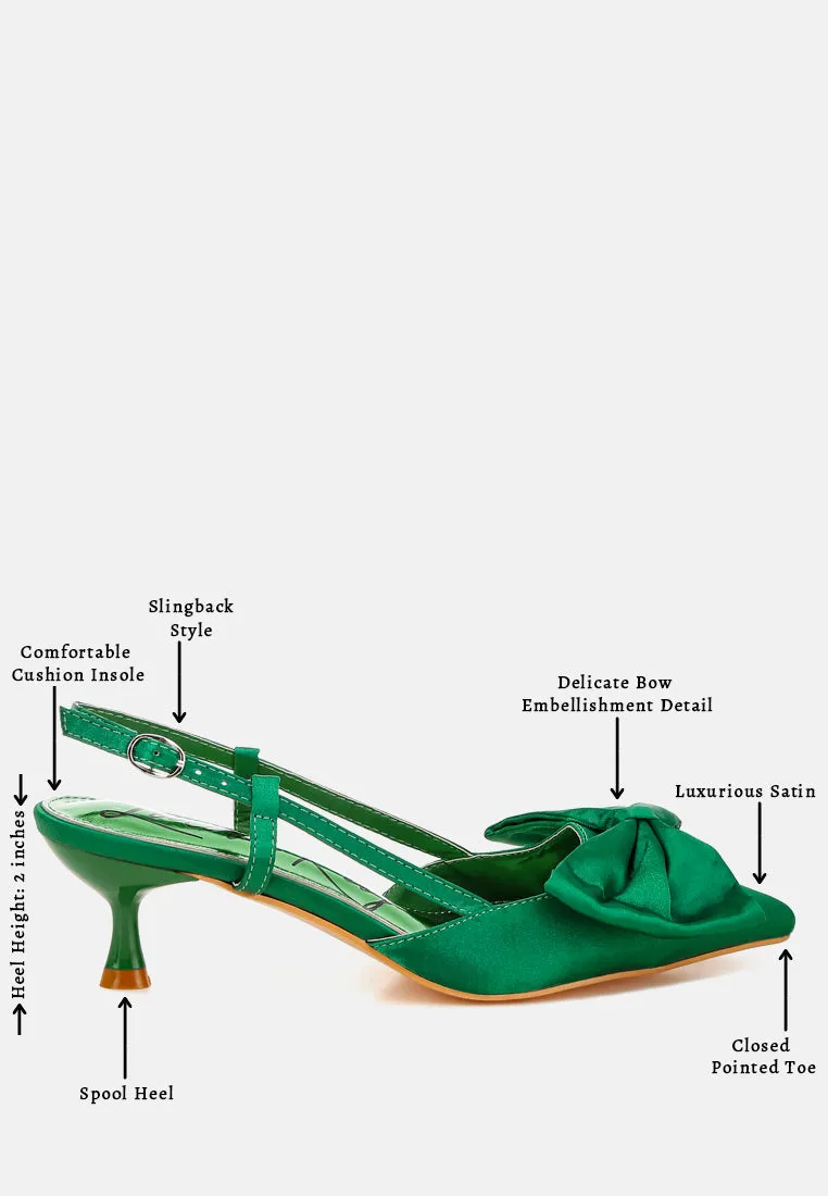 Satin Bow Slingback Sandals by RUW