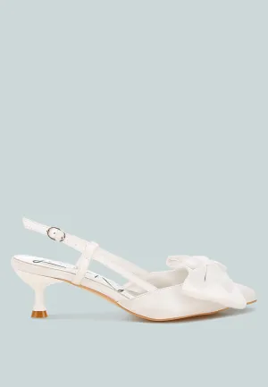 Satin Bow Slingback Sandals by RUW