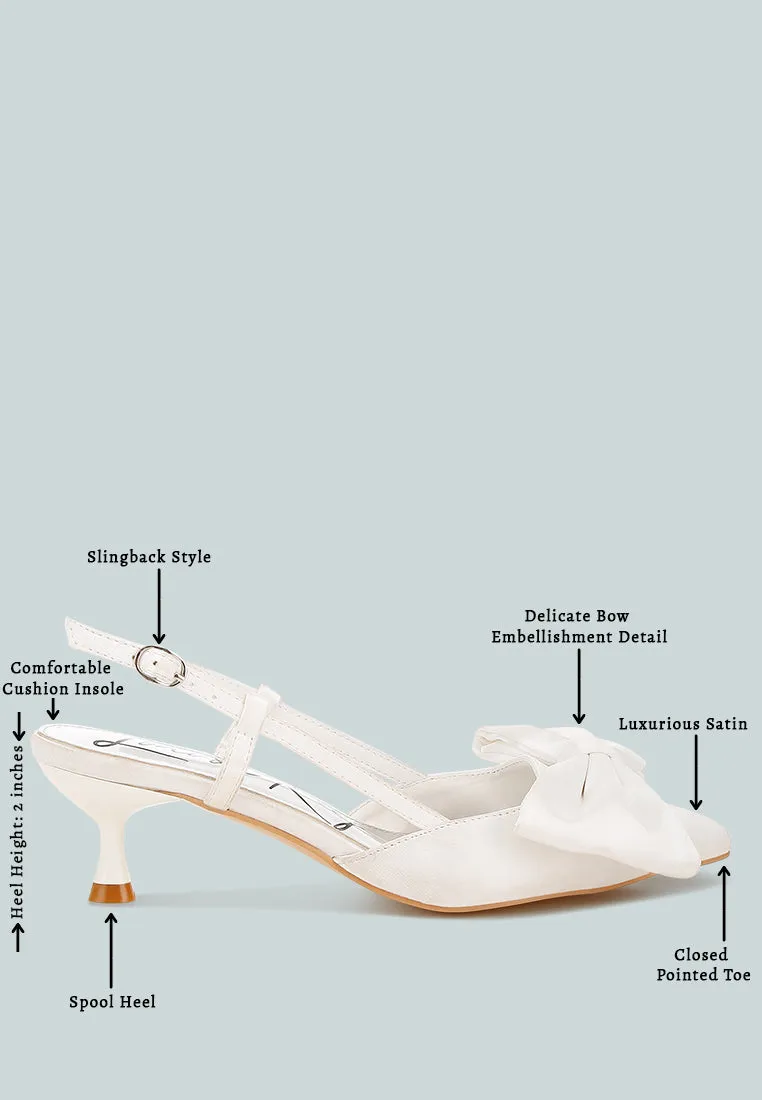 Satin Bow Slingback Sandals by RUW