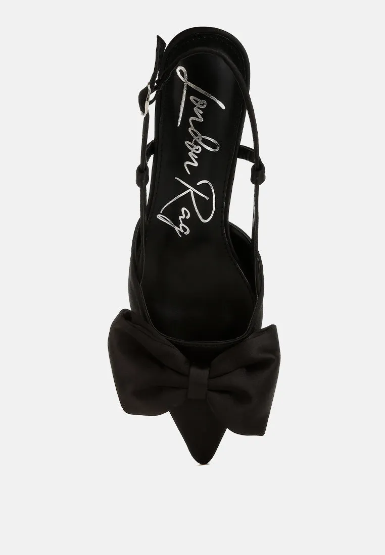 Satin Bow Slingback Sandals by RUW