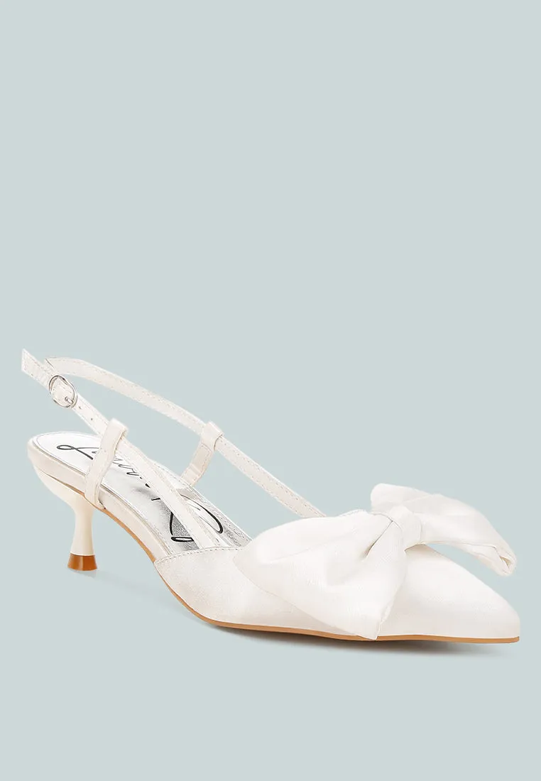 Satin Bow Slingback Sandals by RUW