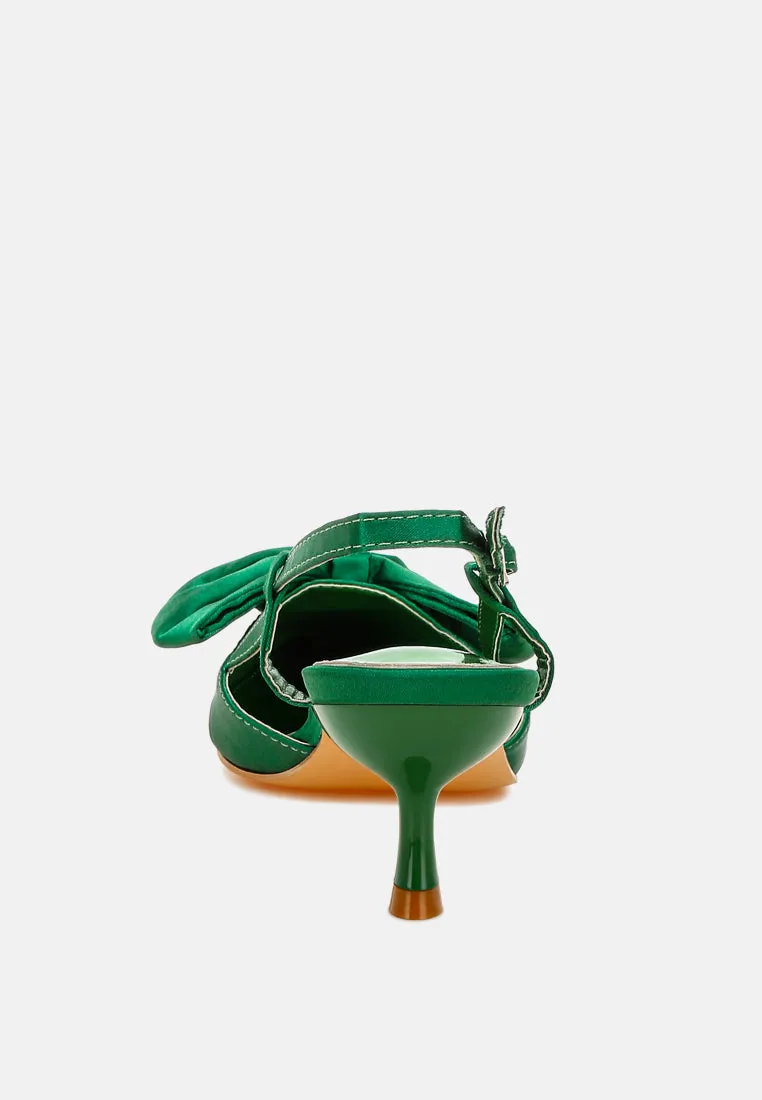 Satin Bow Slingback Sandals by RUW