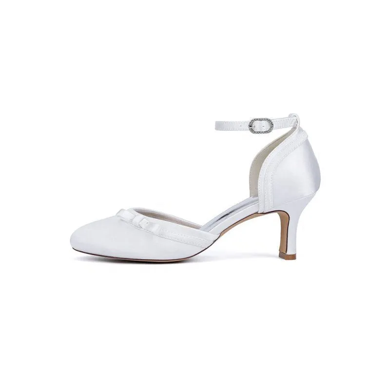Satin High Heels with Bow Accent