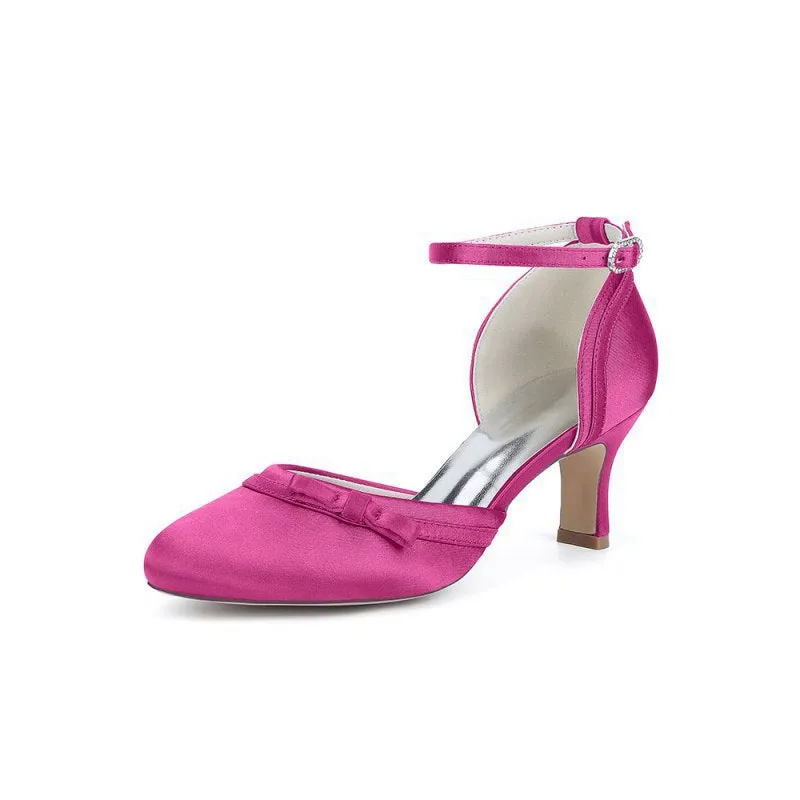 Satin High Heels with Bow Accent