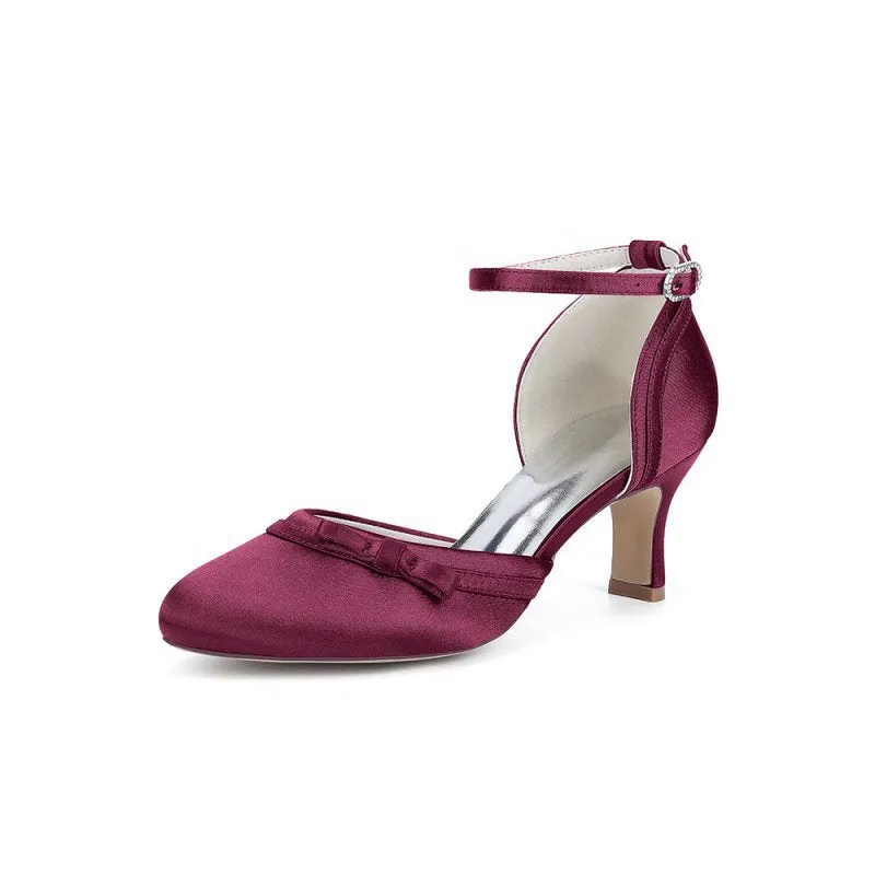 Satin High Heels with Bow Accent