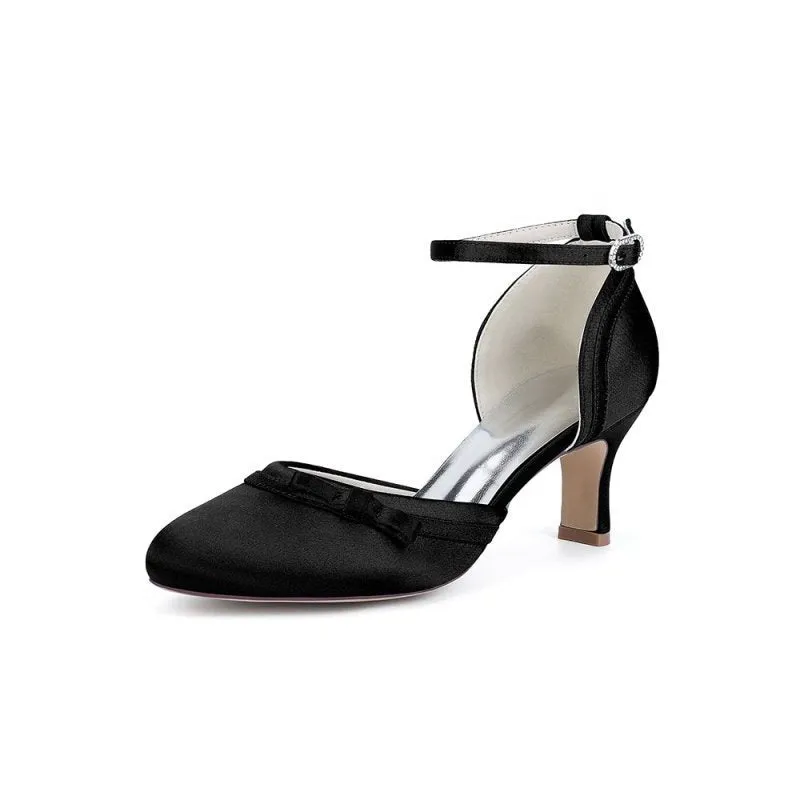 Satin High Heels with Bow Accent