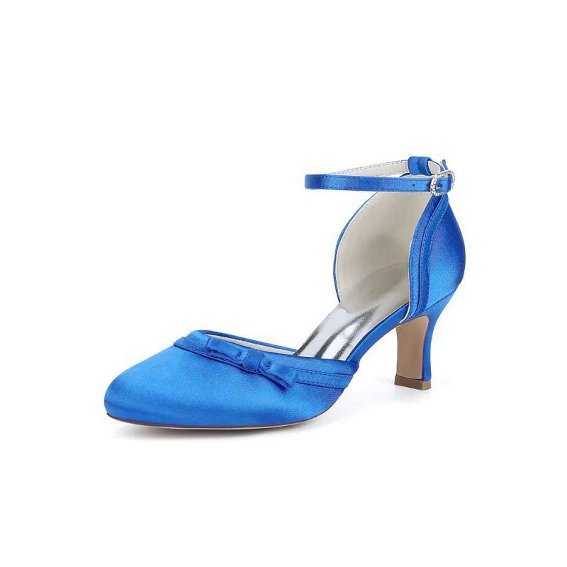 Satin High Heels with Bow Accent