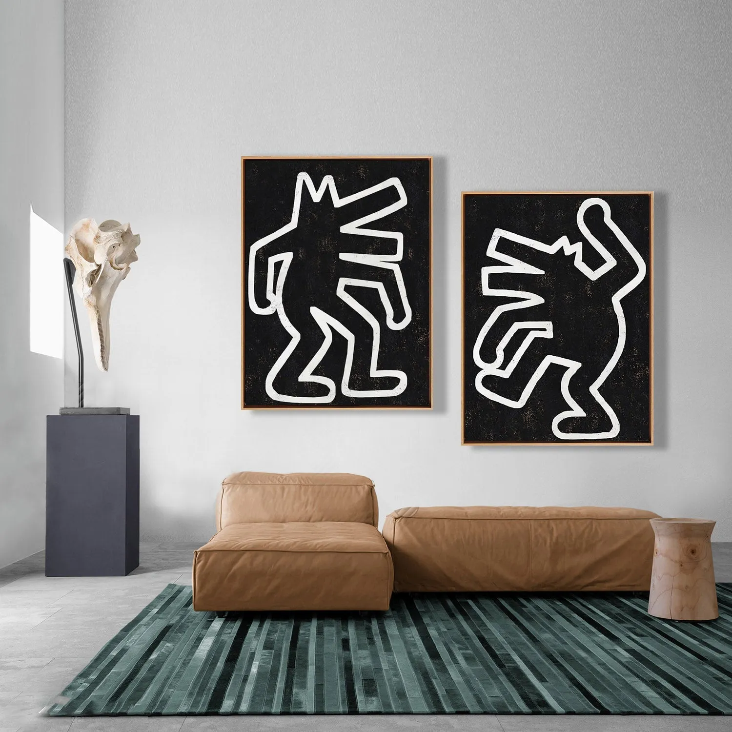 Set of 2 Minimal Painting Dancing Man P129