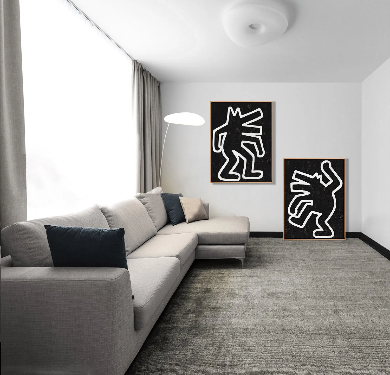 Set of 2 Minimal Painting Dancing Man P129