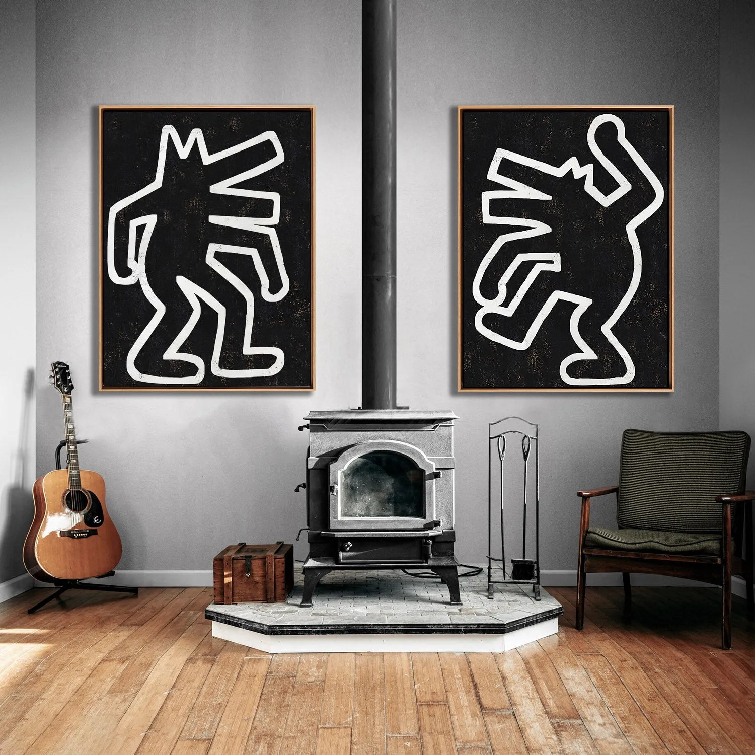 Set of 2 Minimal Painting Dancing Man P129