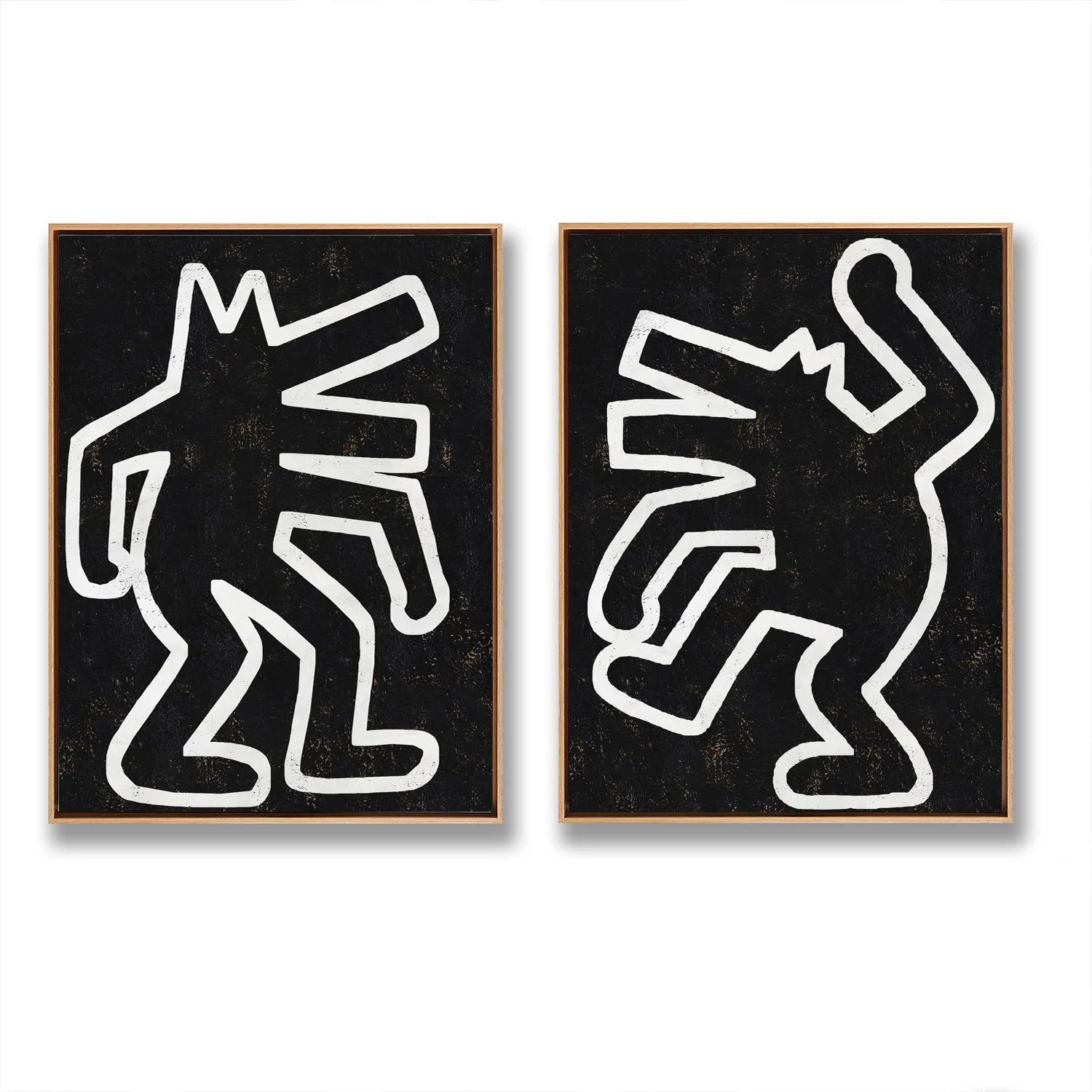 Set of 2 Minimal Painting Dancing Man P129