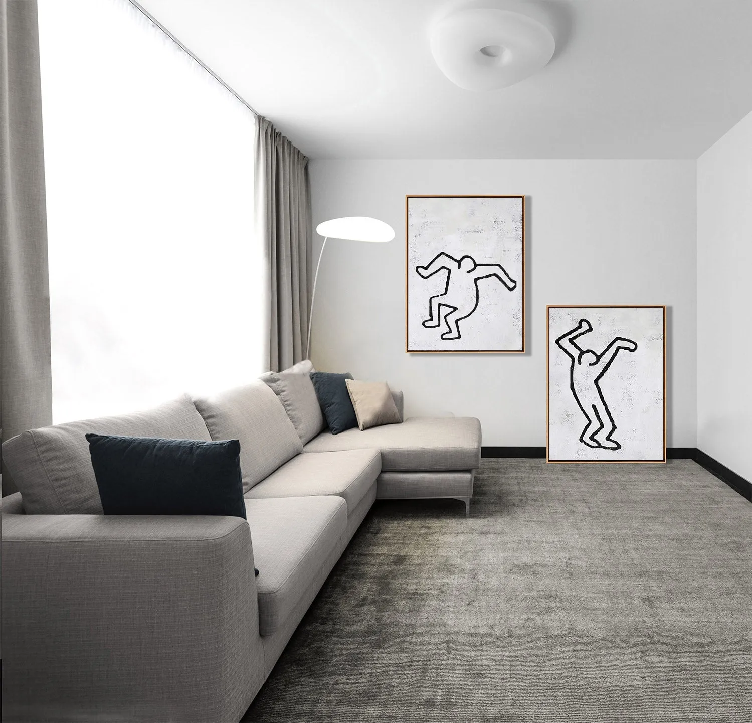 Set of 2 Minimal Painting Dancing Man P80A