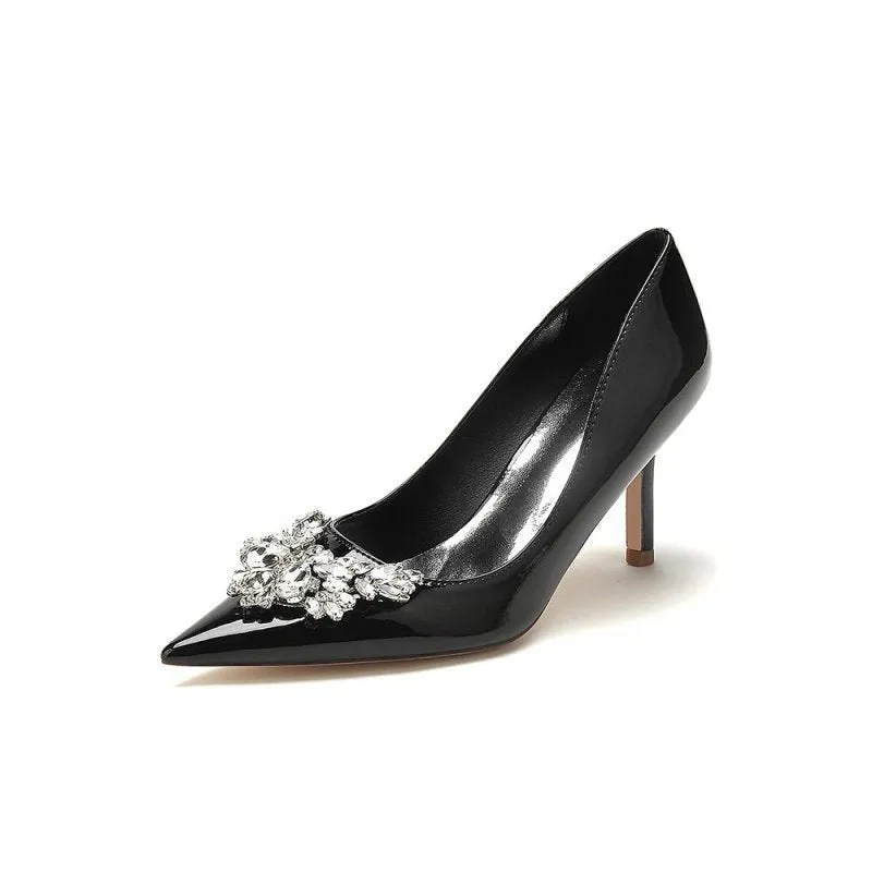 Shiny High Heels with Crystal Embellishments