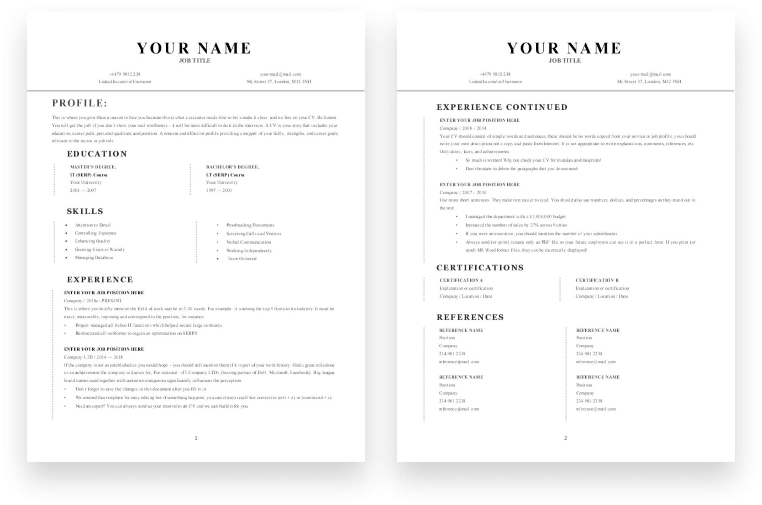 Smooth CV, Resume Templates