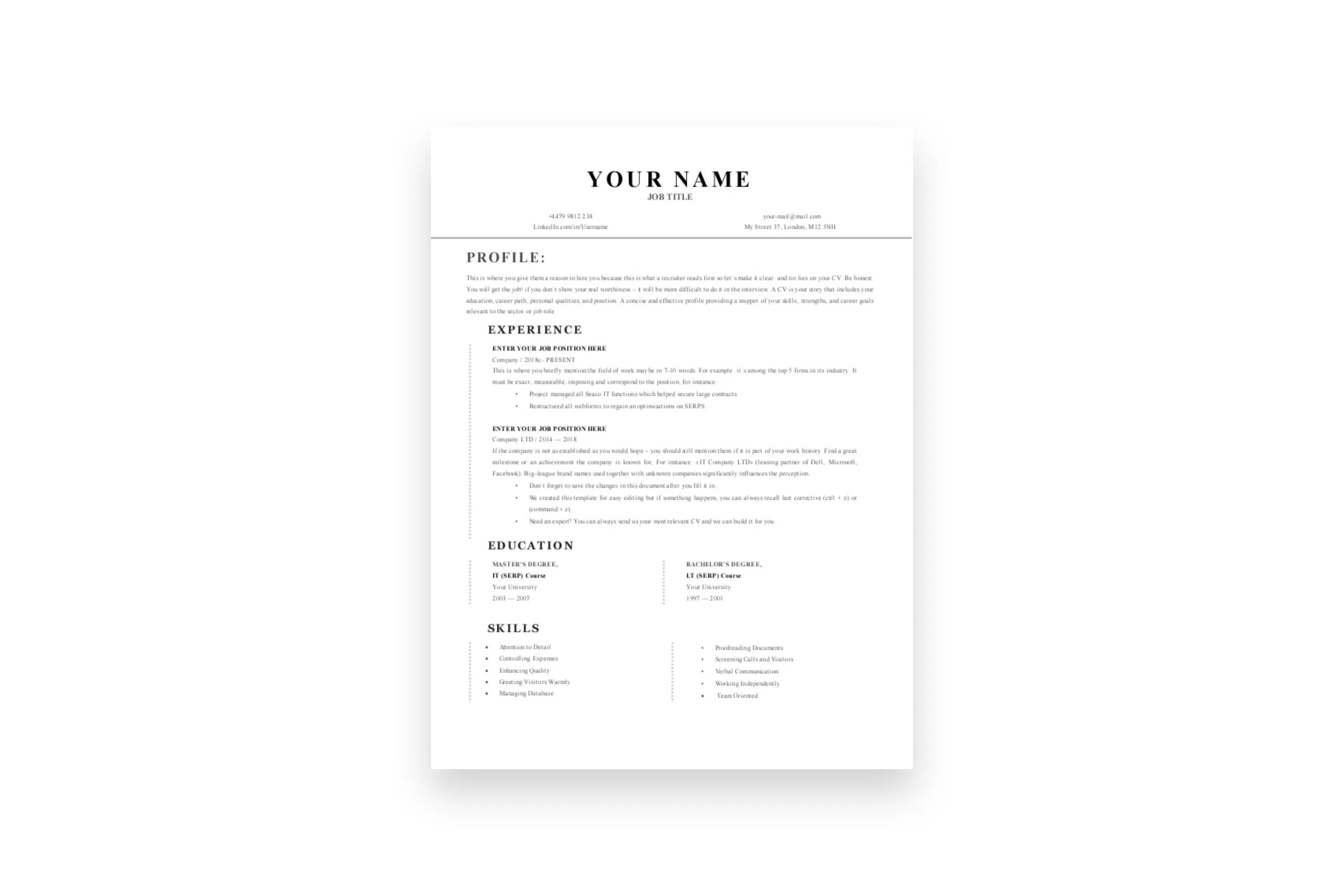 Smooth CV, Resume Templates