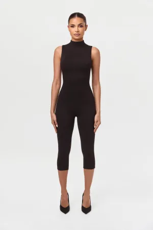 Smooth Sleeveless Capri Jumpsuit