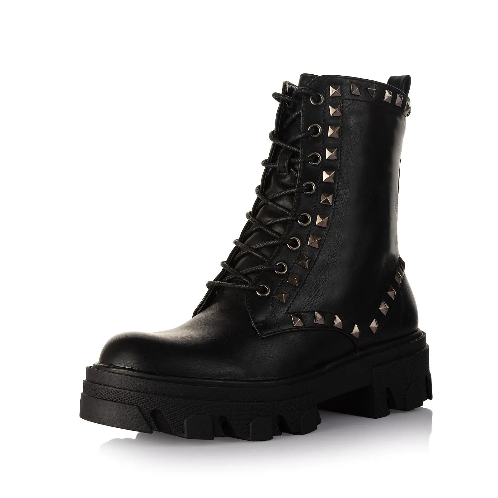 Studded Lace-Up Boots