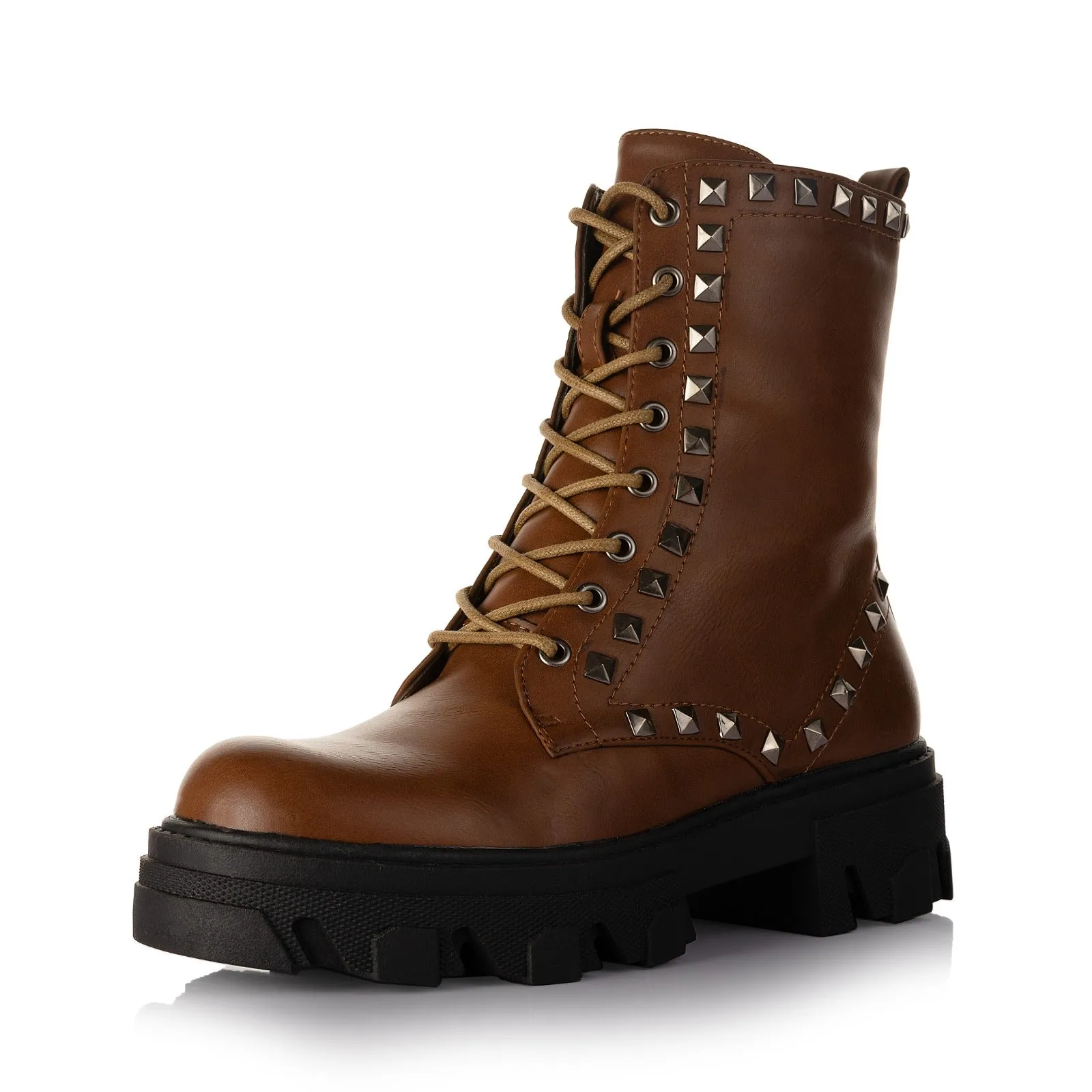 Studded Lace-Up Boots