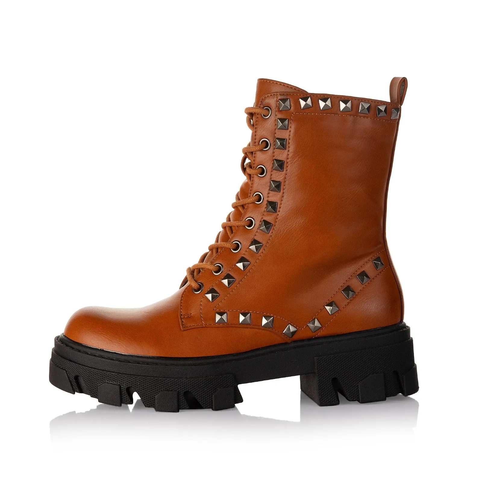 Studded Lace-Up Boots