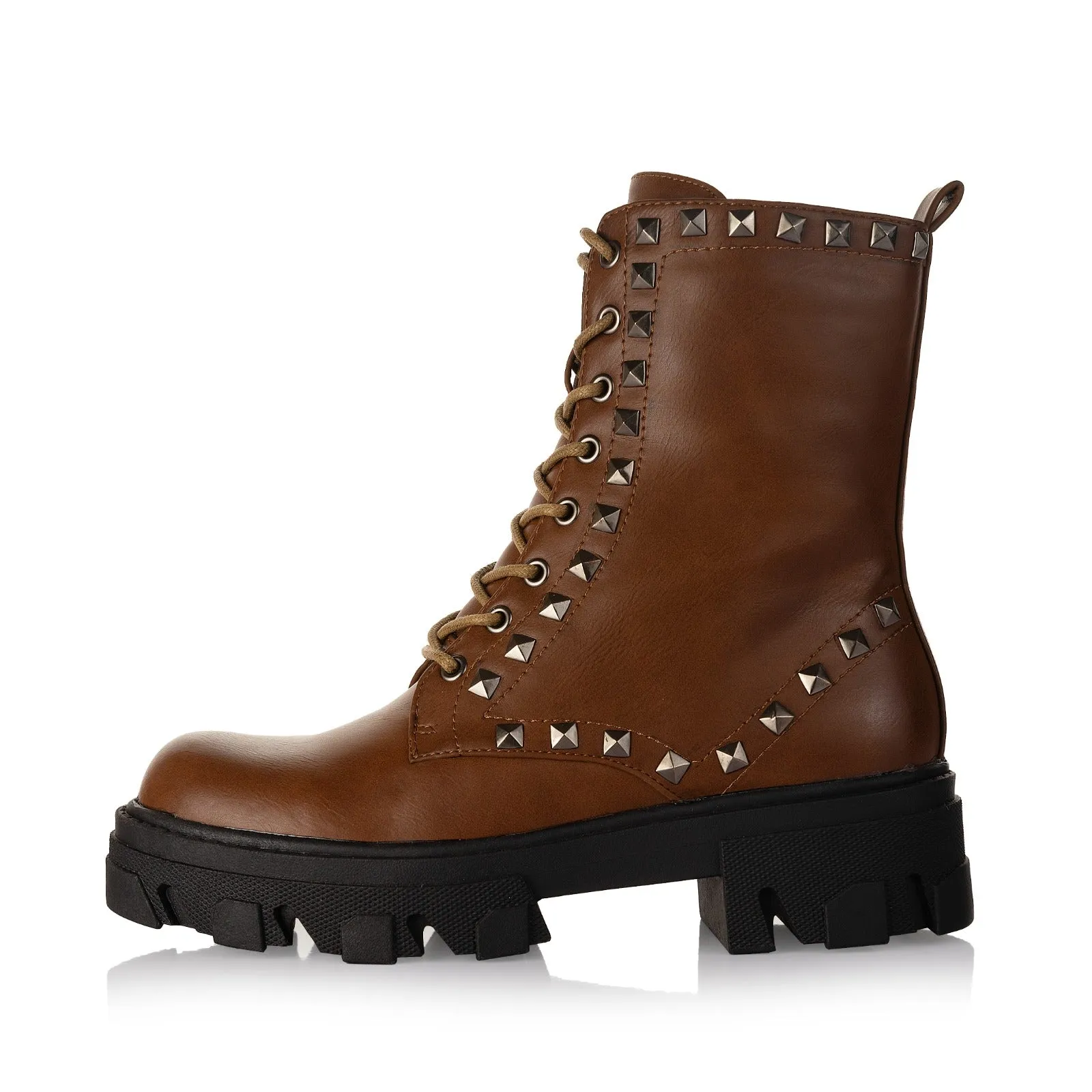 Studded Lace-Up Boots