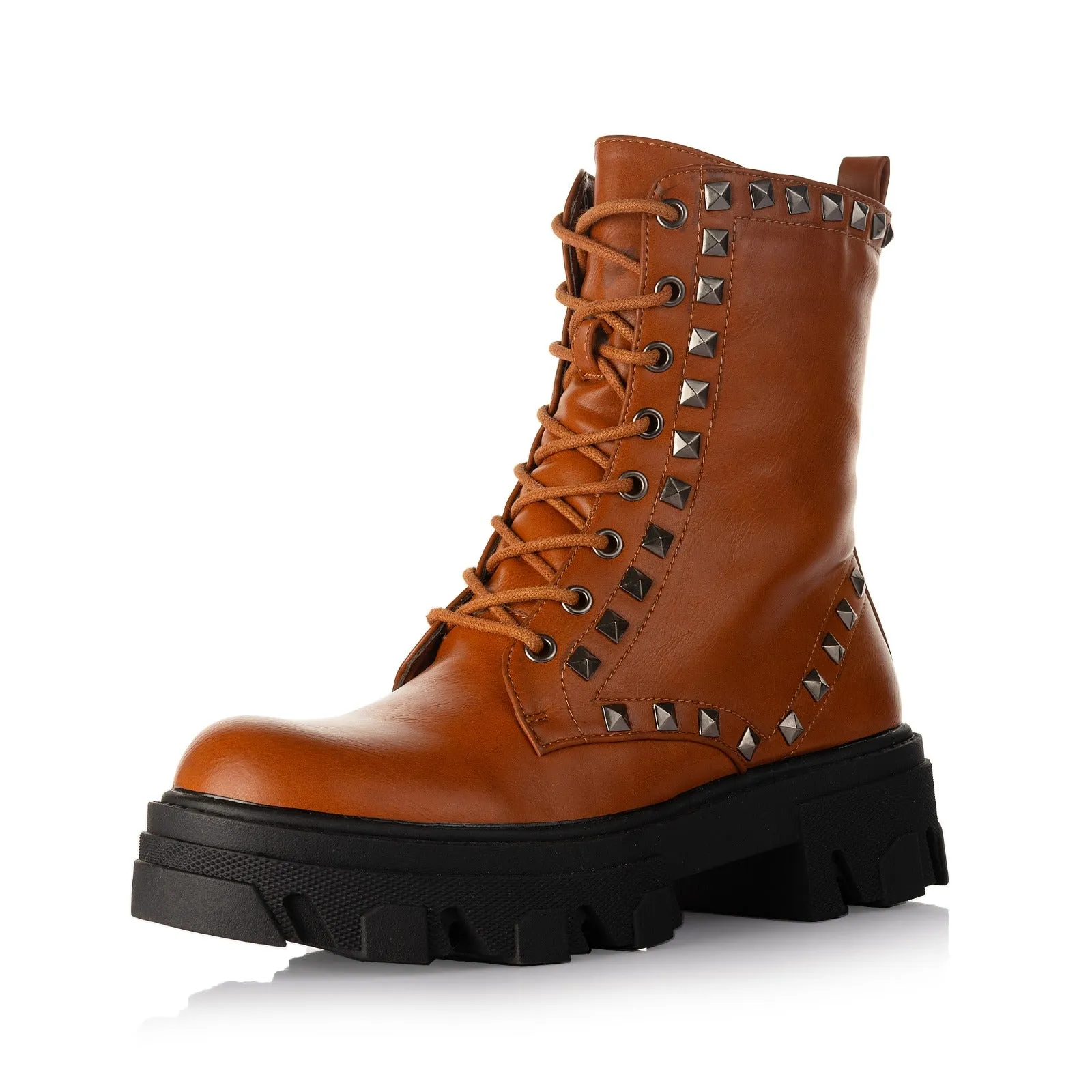 Studded Lace-Up Boots