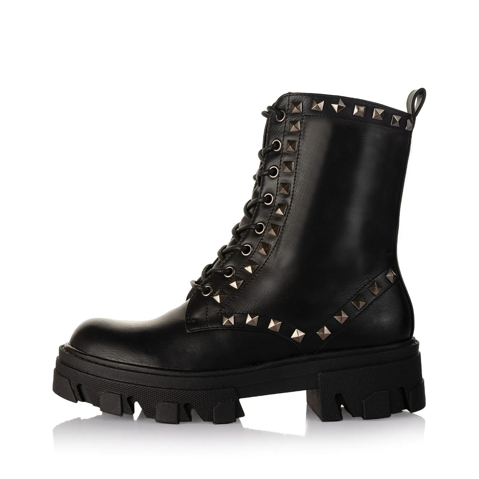 Studded Lace-Up Boots