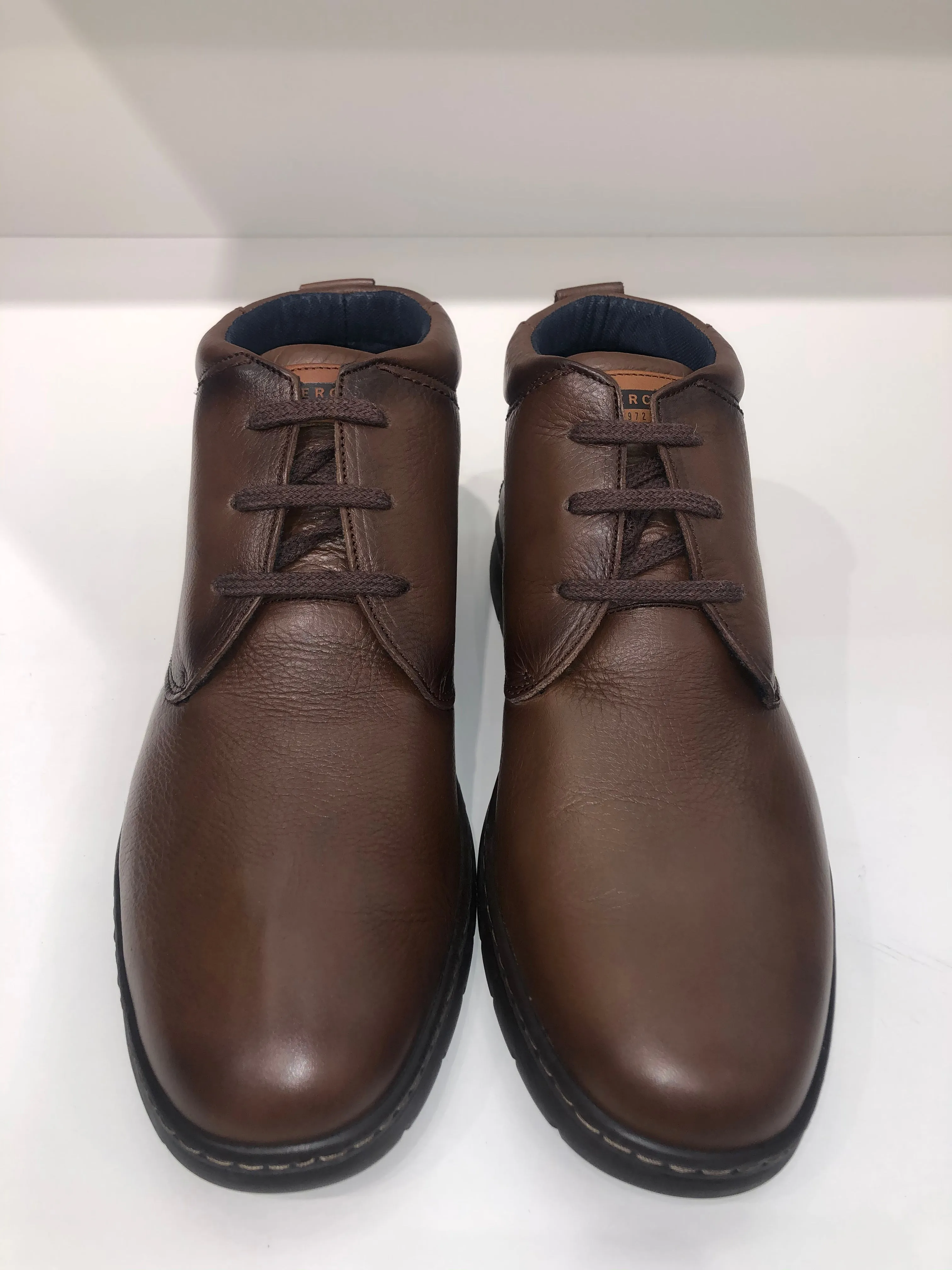 STYLISH COMFORT LACE LEATHER BOOTS BROWN