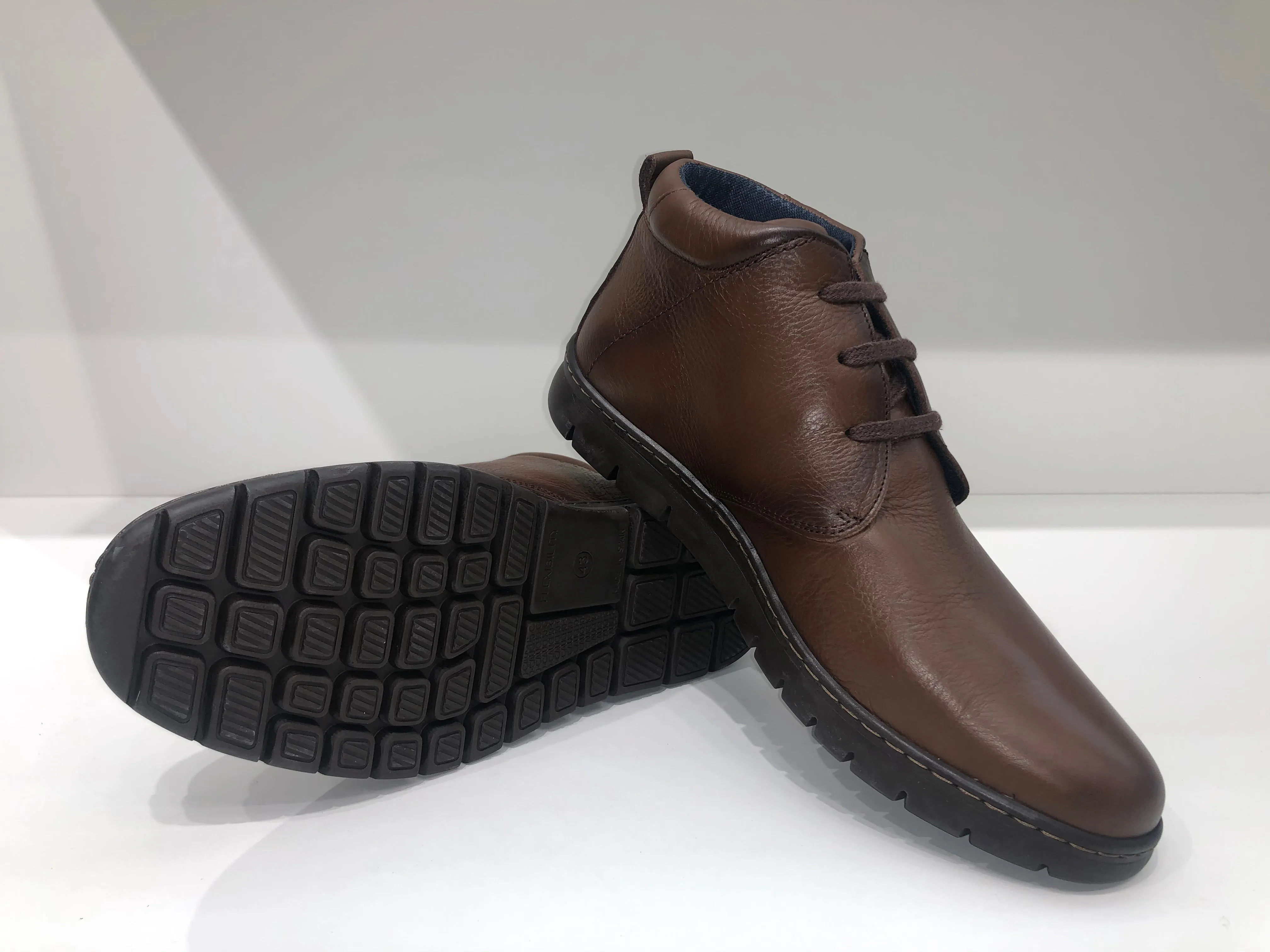 STYLISH COMFORT LACE LEATHER BOOTS BROWN