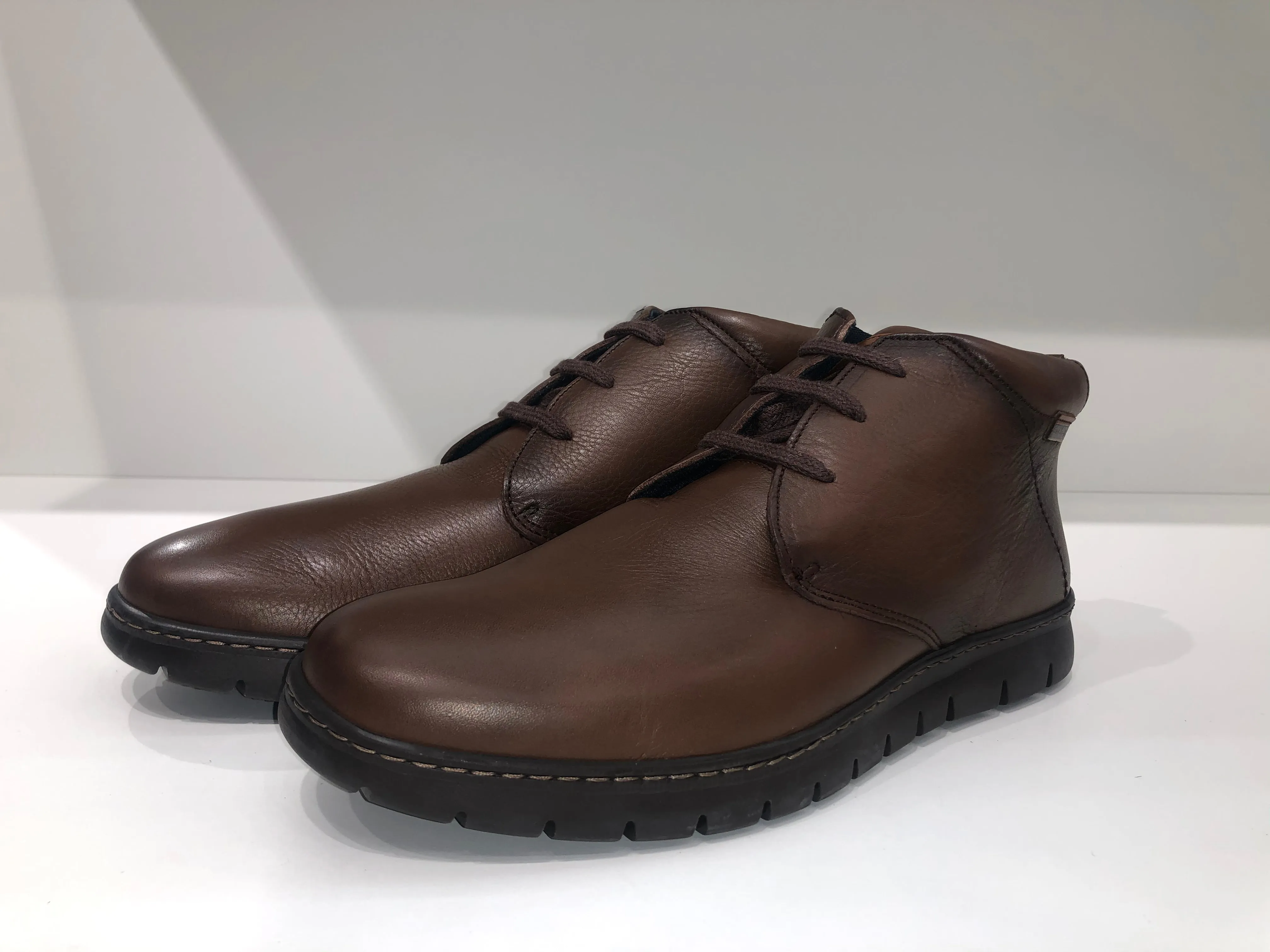 STYLISH COMFORT LACE LEATHER BOOTS BROWN