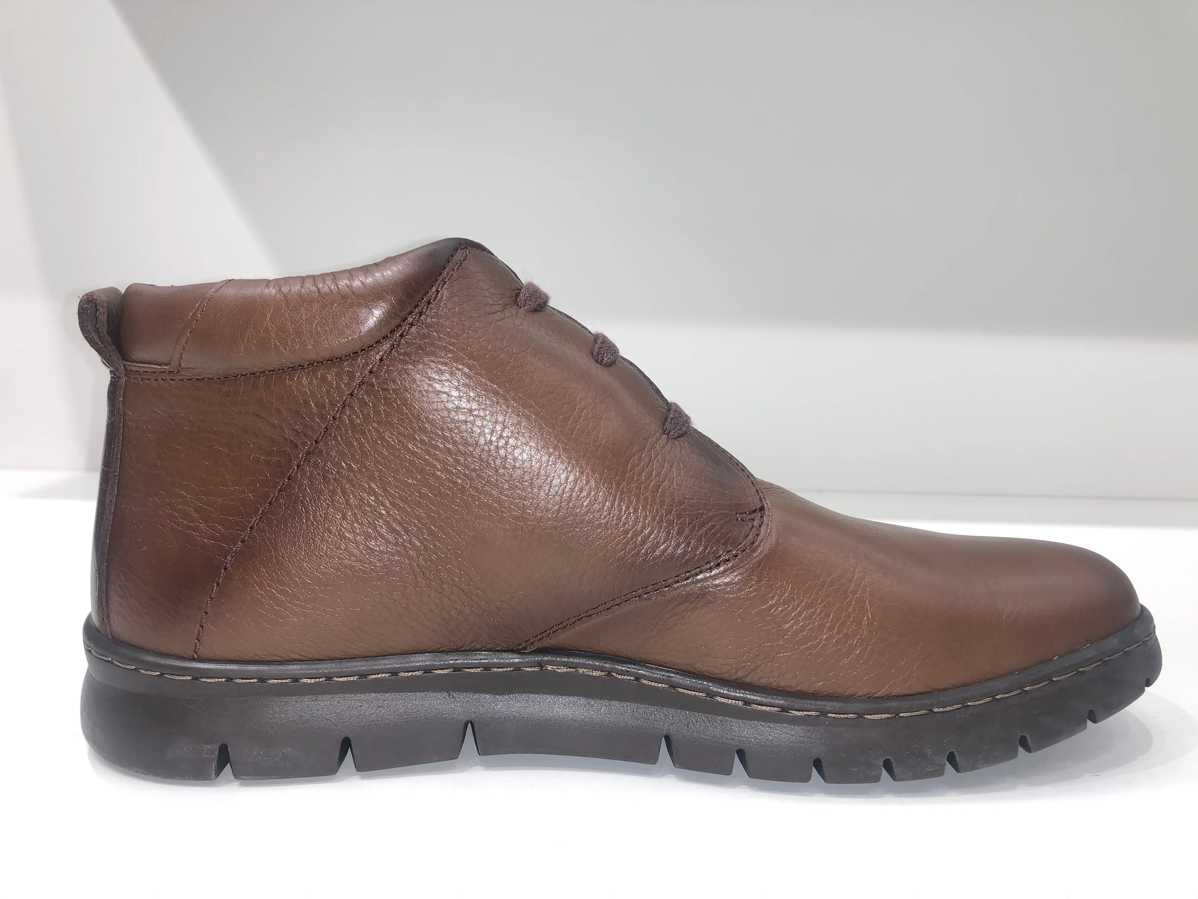 STYLISH COMFORT LACE LEATHER BOOTS BROWN