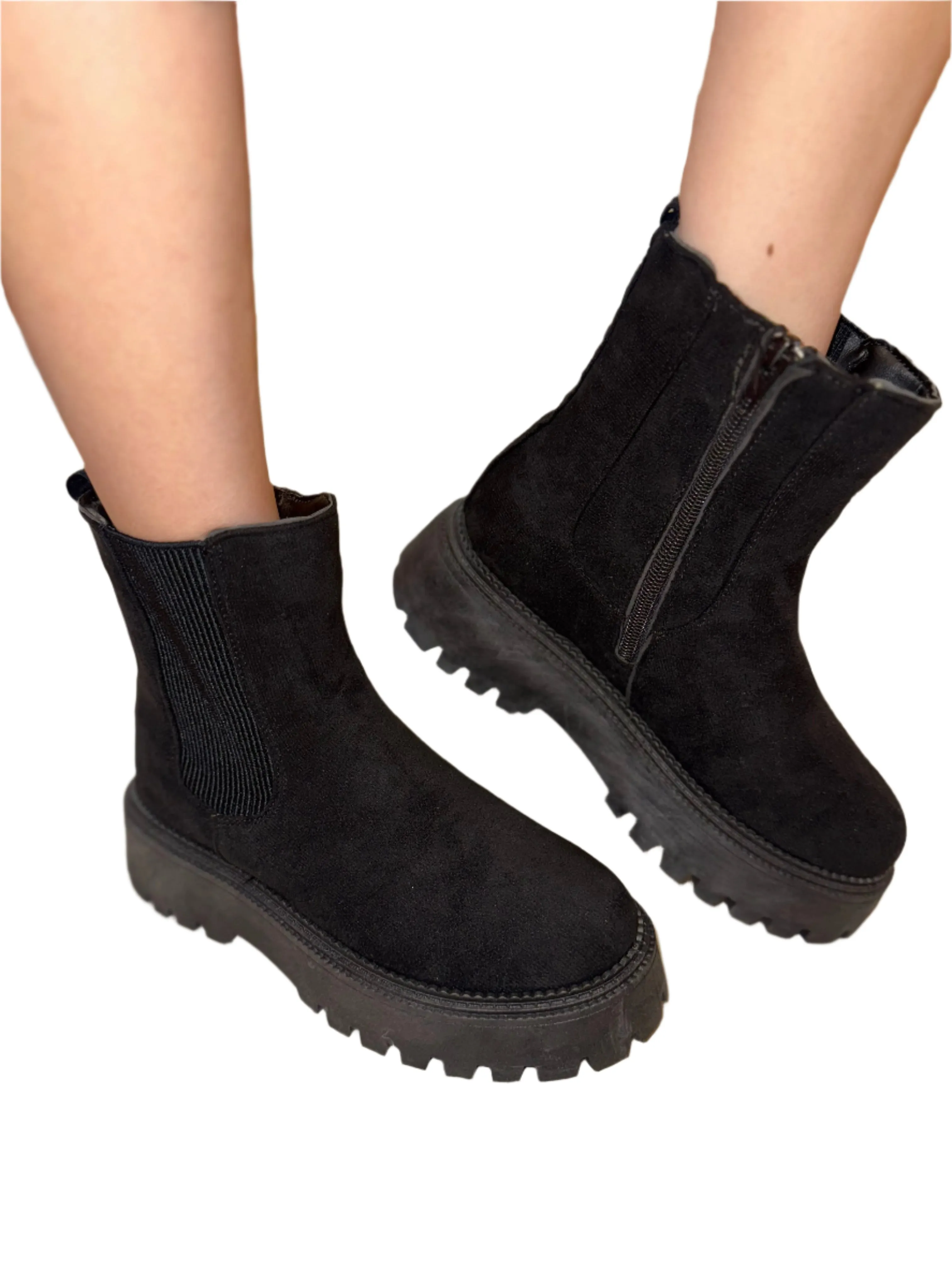 SUEDE PLATFORM BOOT WITH SIDE ELASIC POLK-07