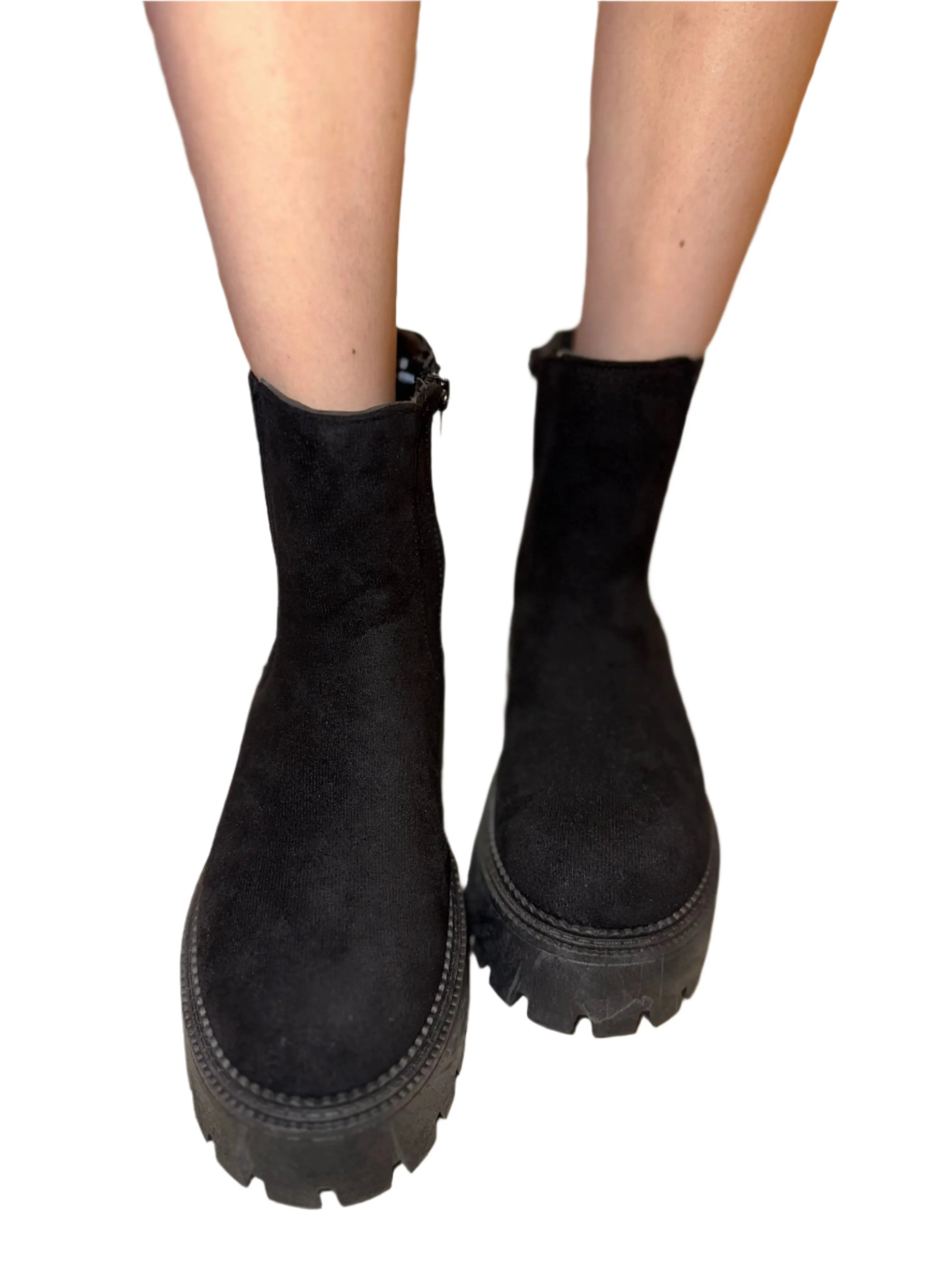 SUEDE PLATFORM BOOT WITH SIDE ELASIC POLK-07