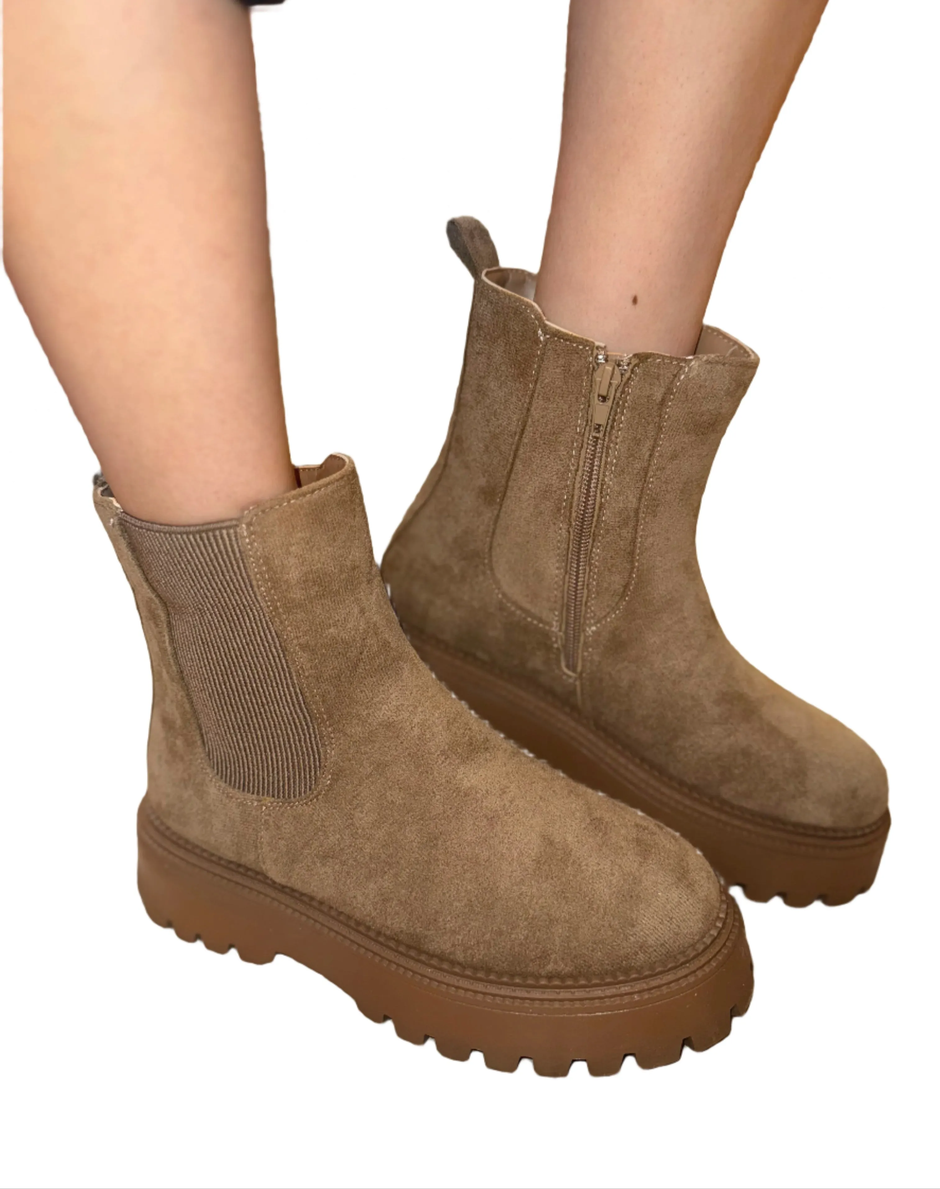 SUEDE PLATFORM BOOT WITH SIDE ELASIC POLK-07