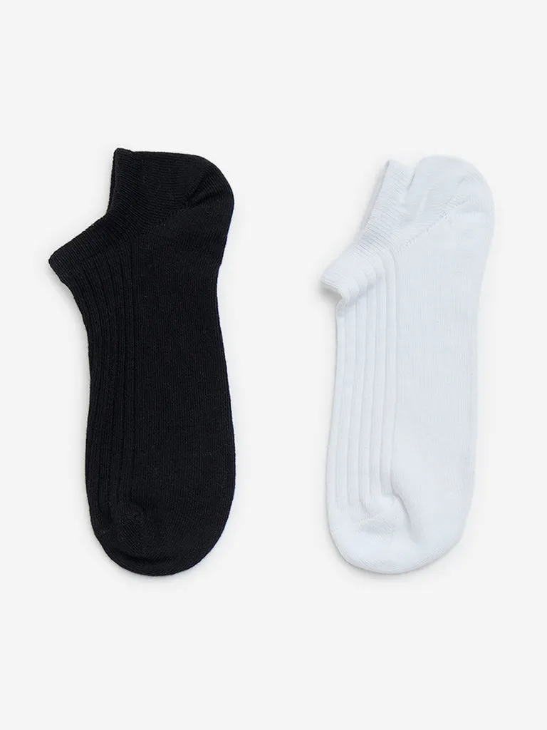 Superstar White Self-Striped Cotton-Blend Socks - Pack of 2