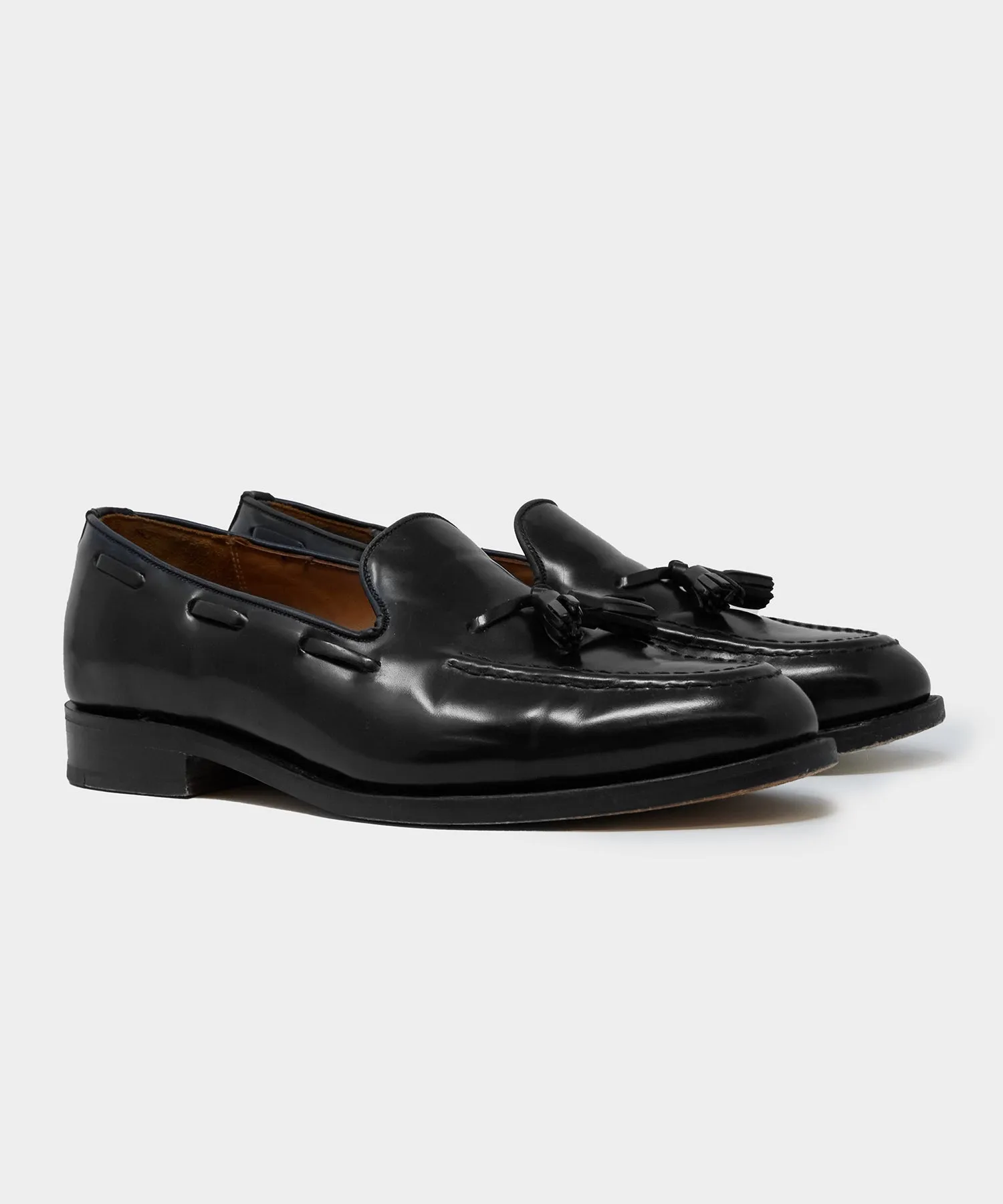 Todd Snyder x Sanders Tassel Loafer in Black Leather