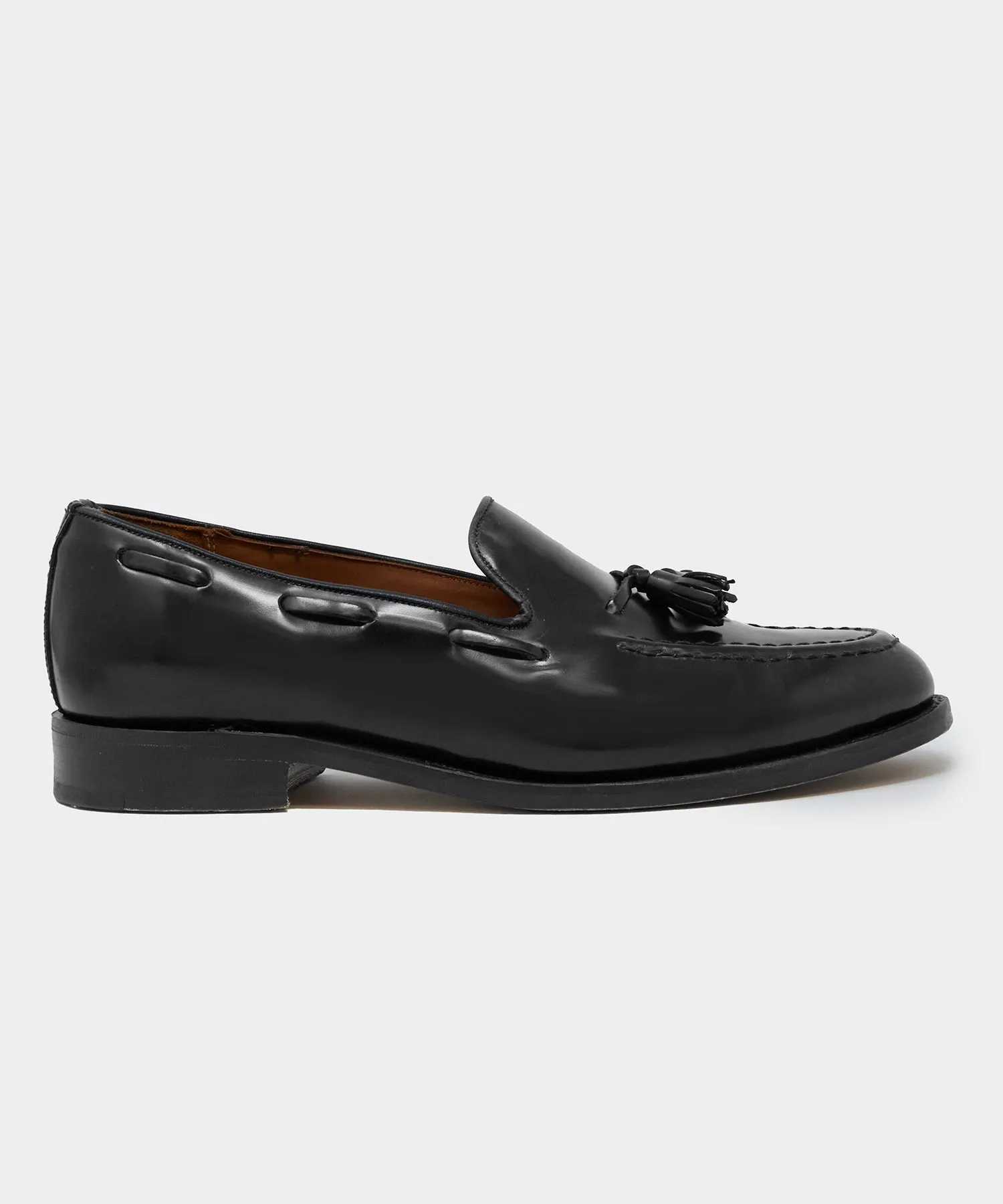 Todd Snyder x Sanders Tassel Loafer in Black Leather