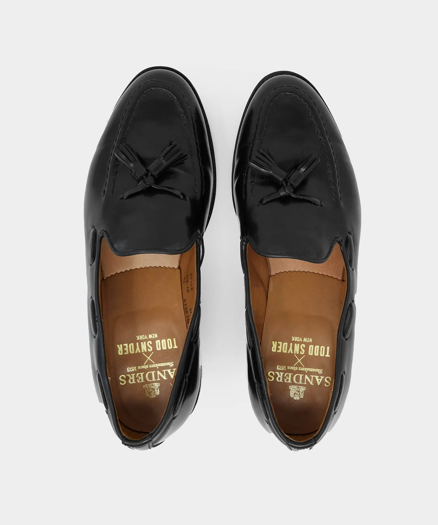 Todd Snyder x Sanders Tassel Loafer in Black Leather
