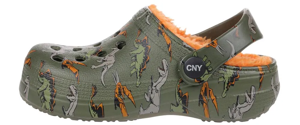 Toddler Boys Dino Herd Printed Injected EVA Clog with Faux Berber Lining