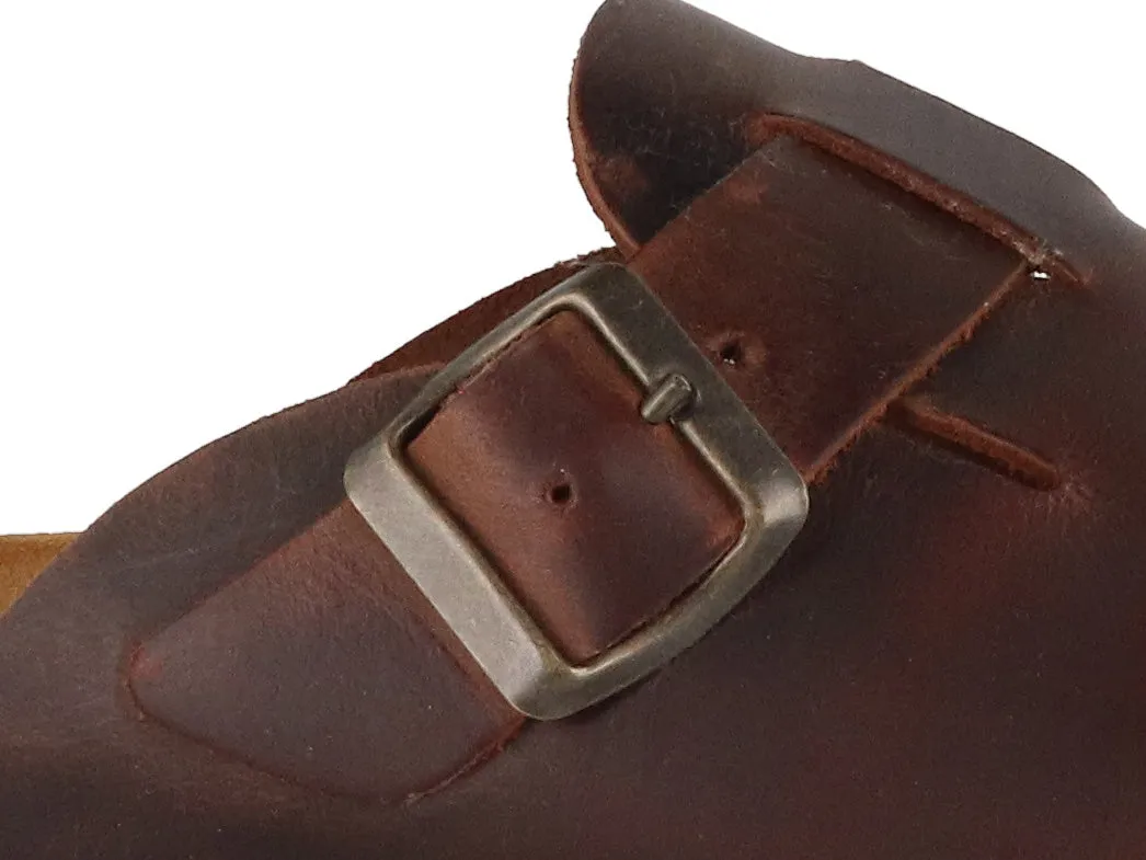 Tuffeln® Unisex Leather Clogs with Fastener «Helgoland», tabacco