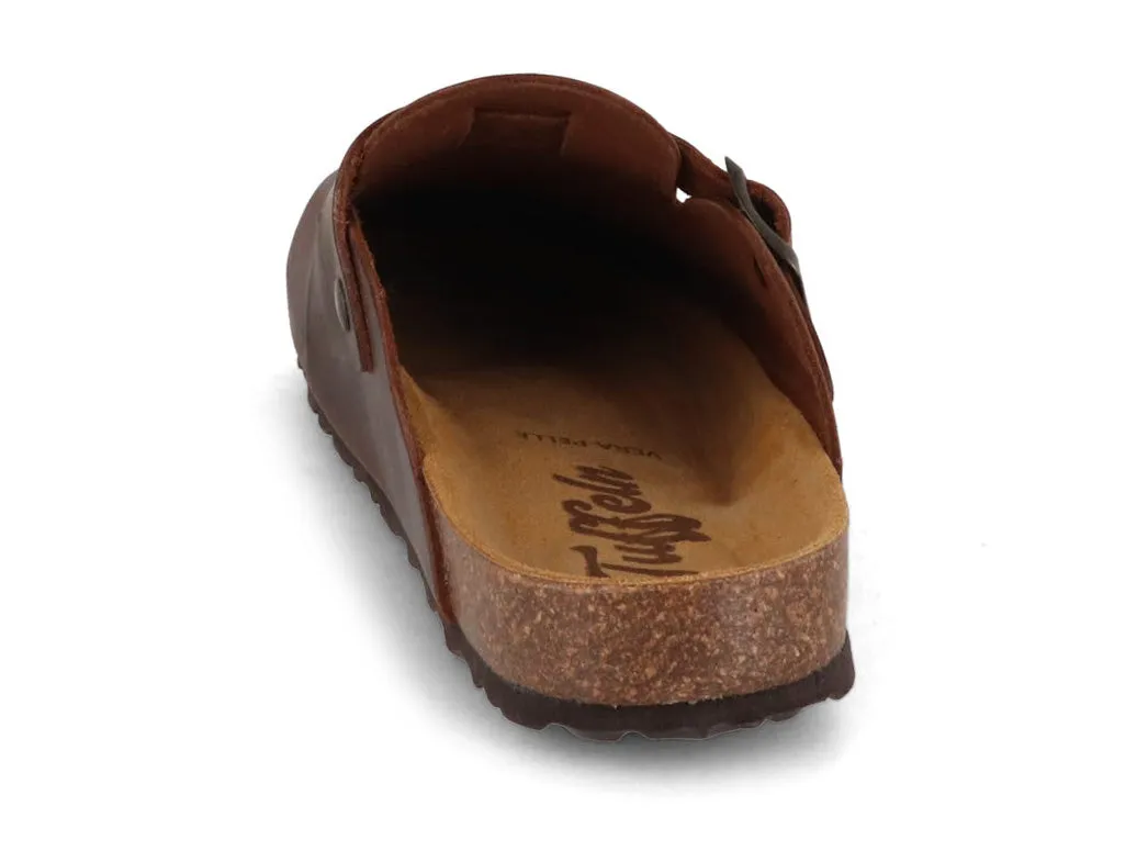 Tuffeln® Unisex Leather Clogs with Fastener «Helgoland», tabacco