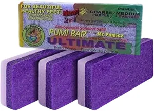 Ultimate PUMI Bar 2-In-1 Dual Grit (Medium   Coarse) Callus Remover, Pedicure Stone & Ped File Scrubber for Smooth Feet and Heels (4 Pack)