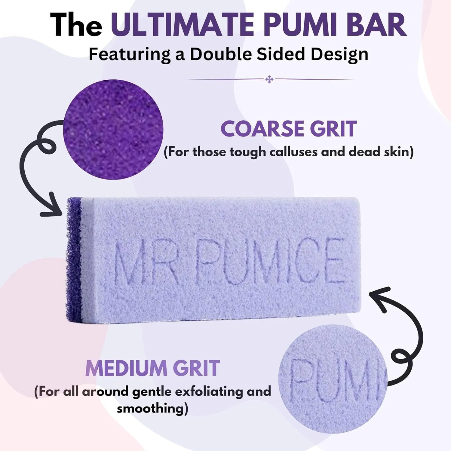 Ultimate PUMI Bar 2-In-1 Dual Grit (Medium   Coarse) Callus Remover, Pedicure Stone & Ped File Scrubber for Smooth Feet and Heels (4 Pack)