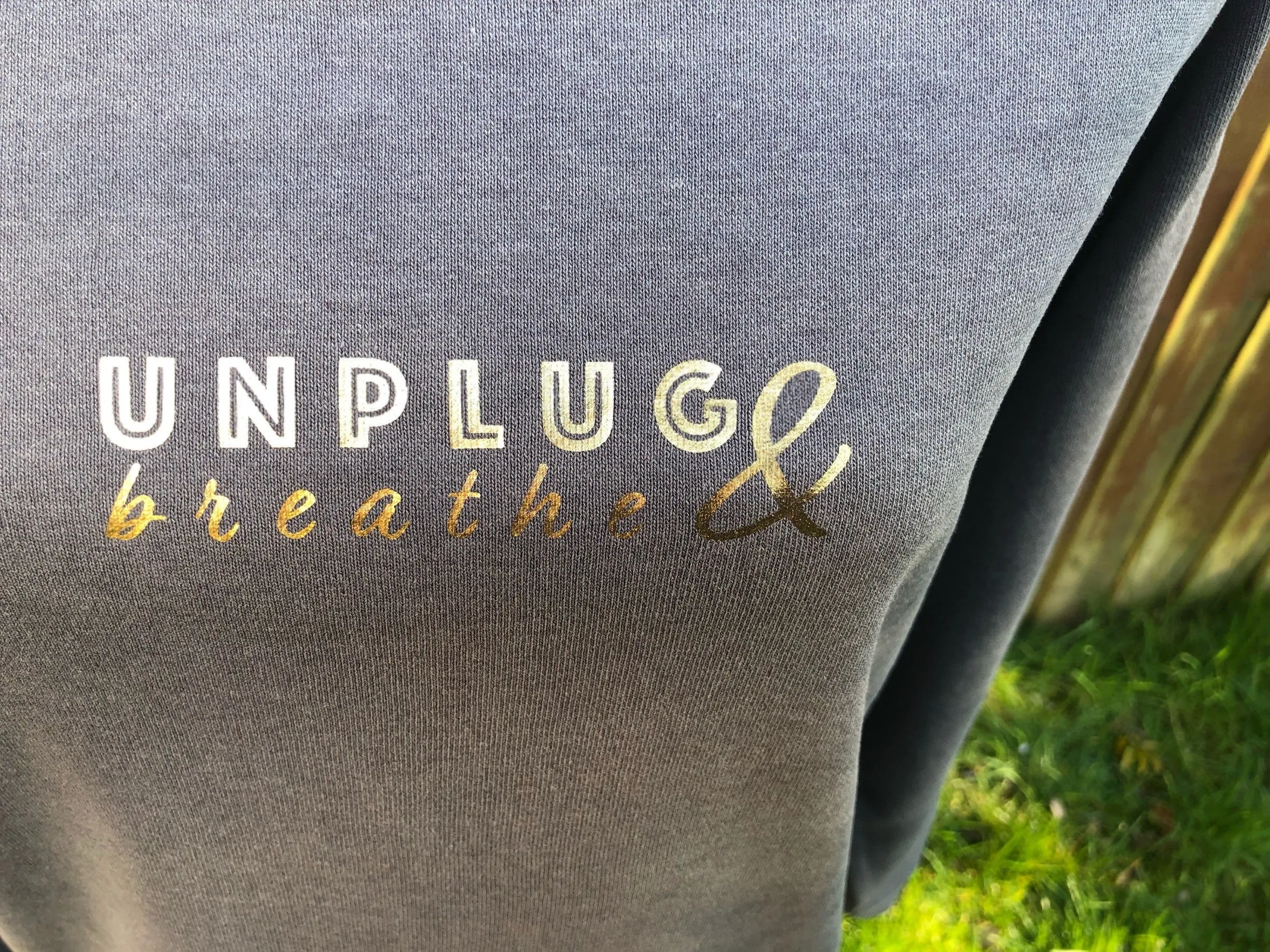Unplug and Breathe Grey Sweatshirt