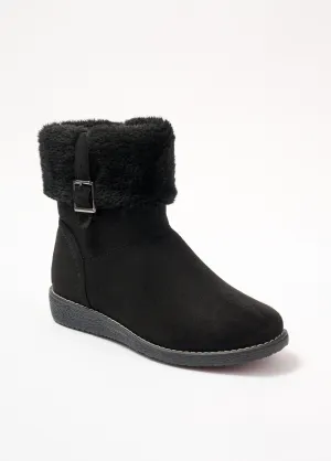 Vegan faux-fur cuff boots comfort width