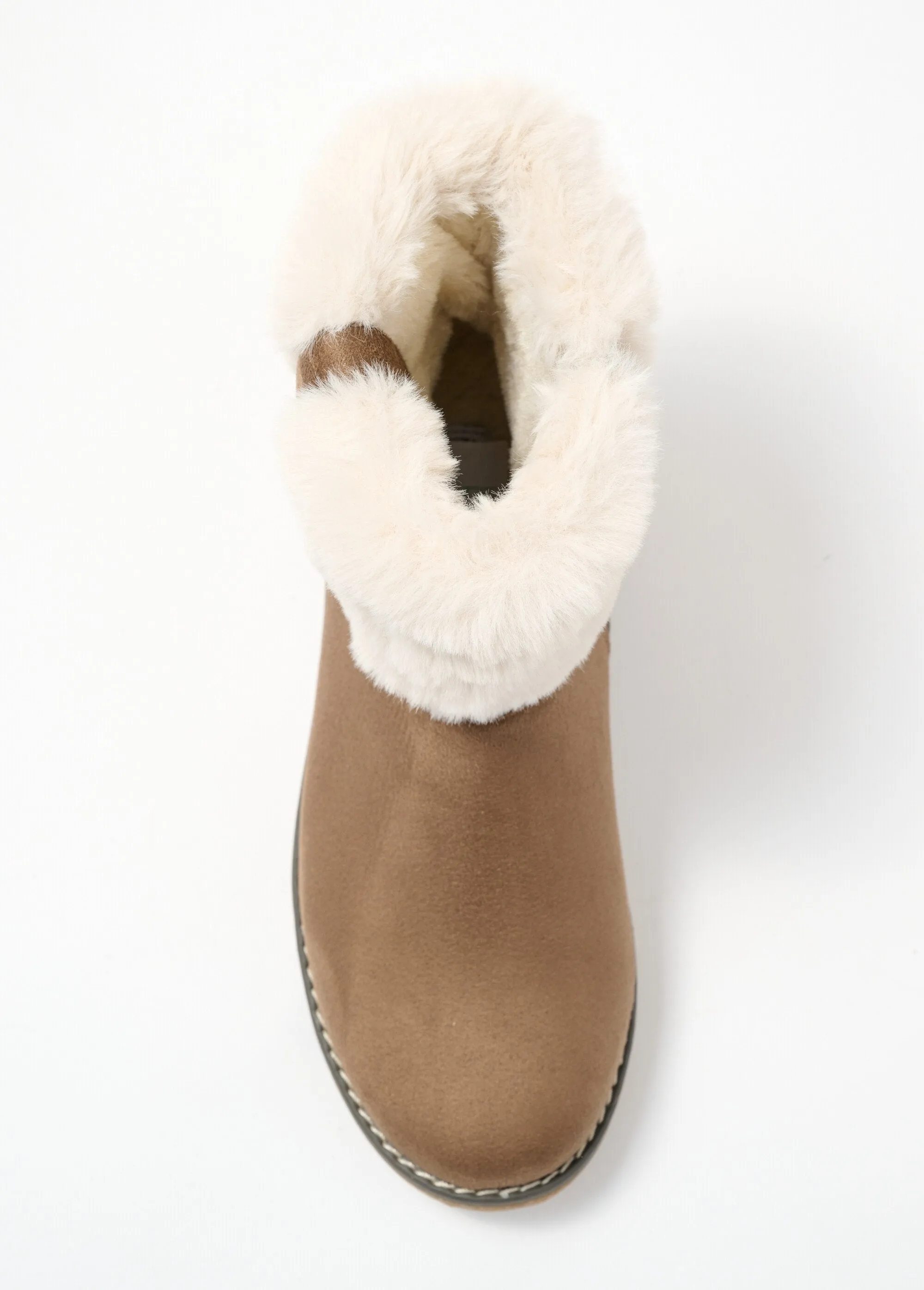 Vegan faux-fur cuff boots comfort width