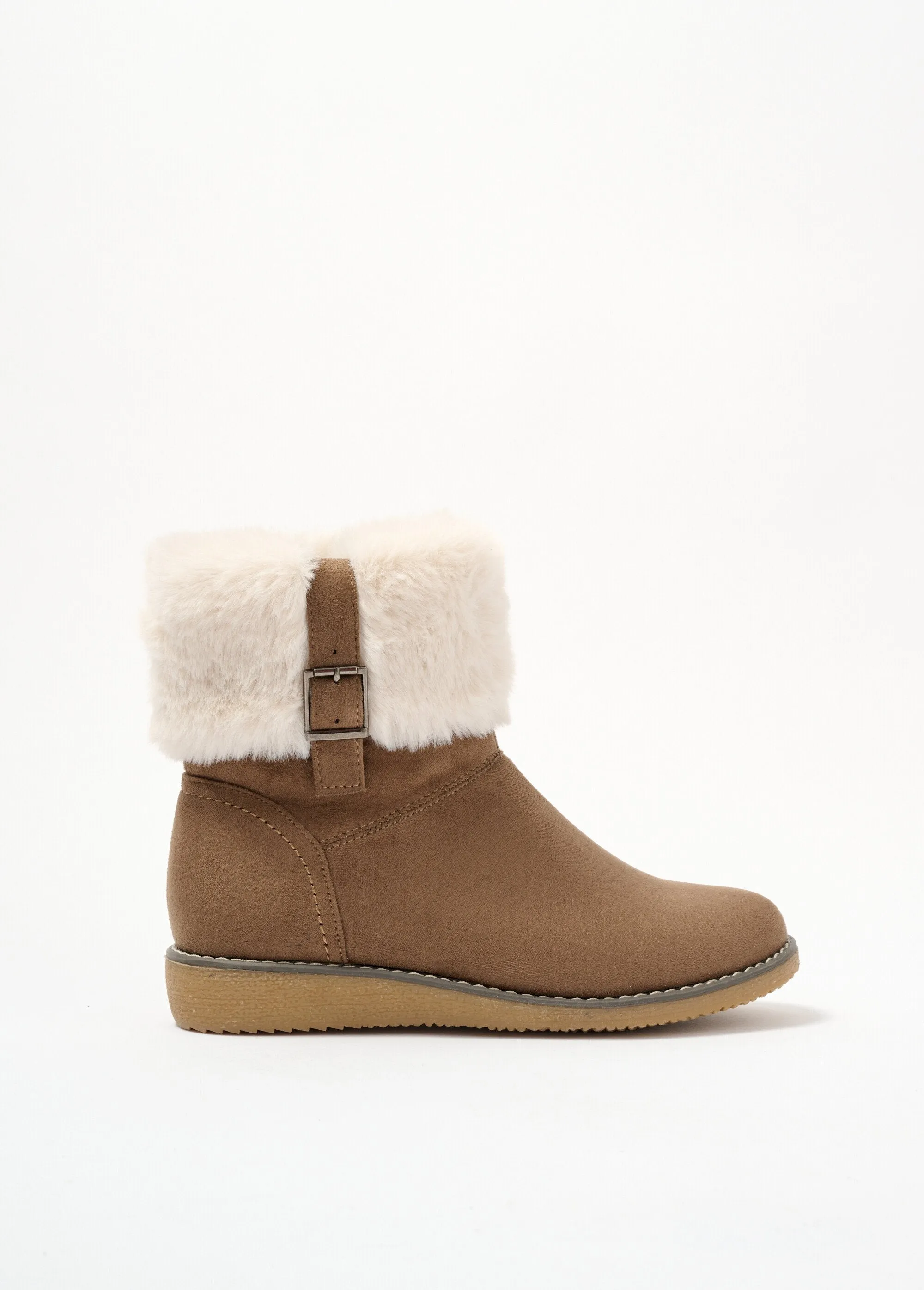 Vegan faux-fur cuff boots comfort width