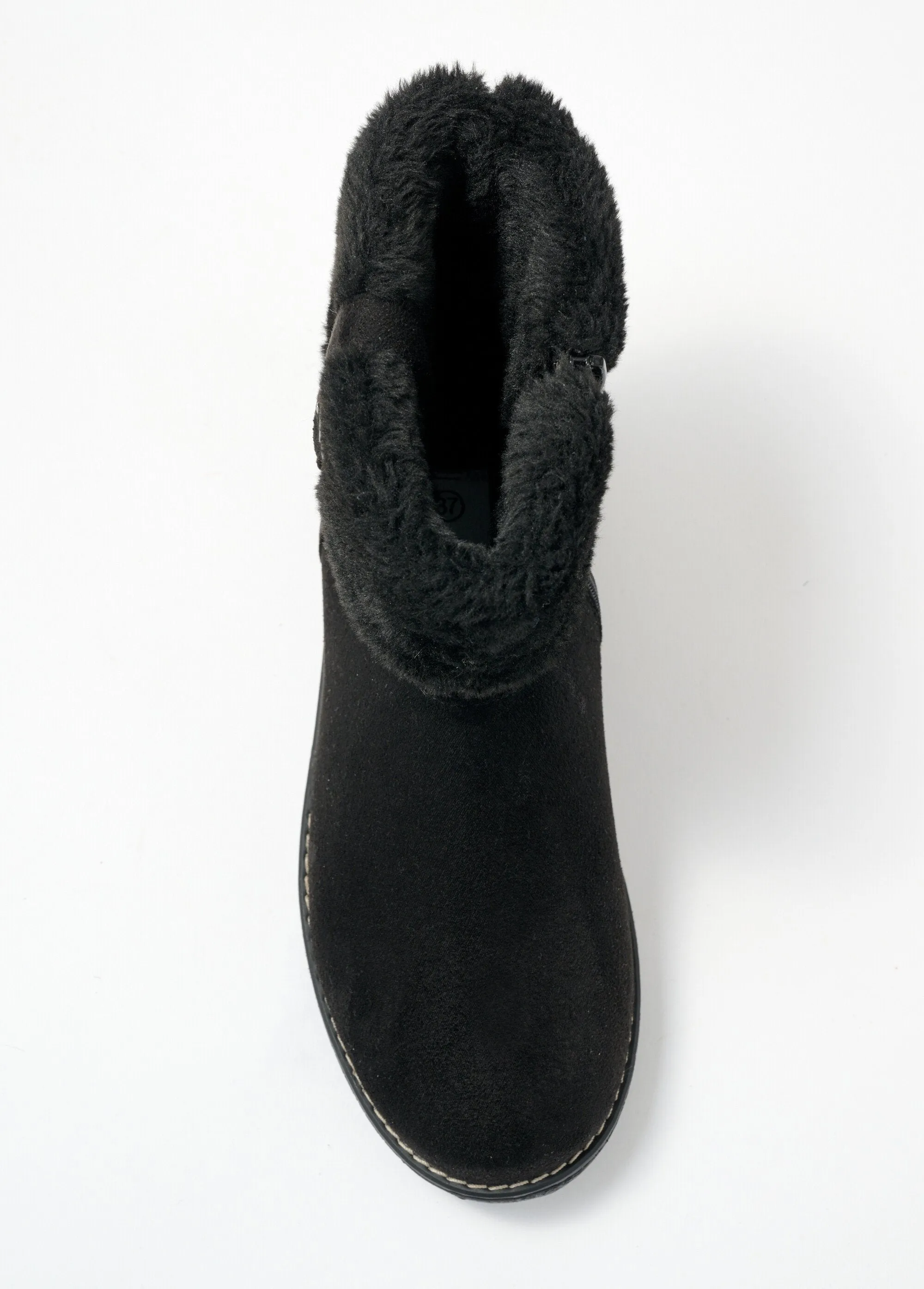 Vegan faux-fur cuff boots comfort width